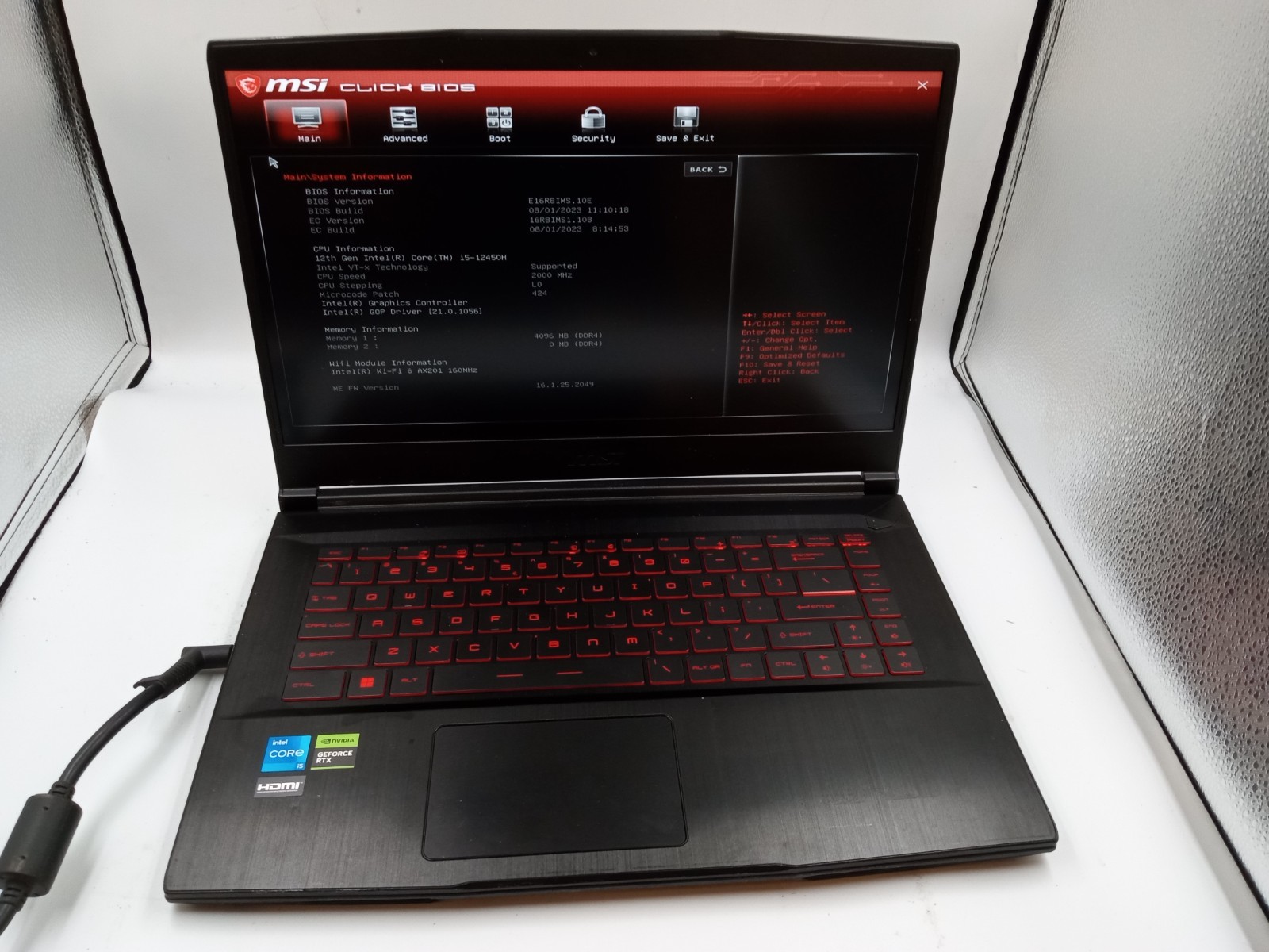 MSI Thin GF63 12UCX 15.6″ Intel i5-12450H Nvidia RTX 2050 – FOR PARTS – READ!