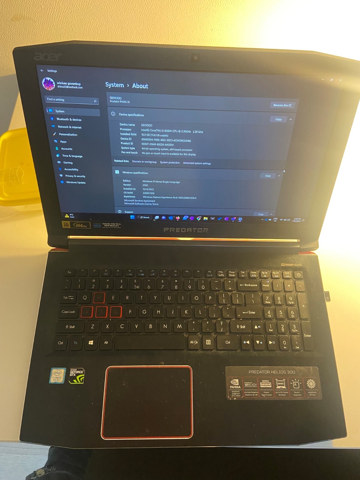 Acer PH315-51-78NP Predator Helios 300 15.6″ Intel i5-8300H Gaming Laptop