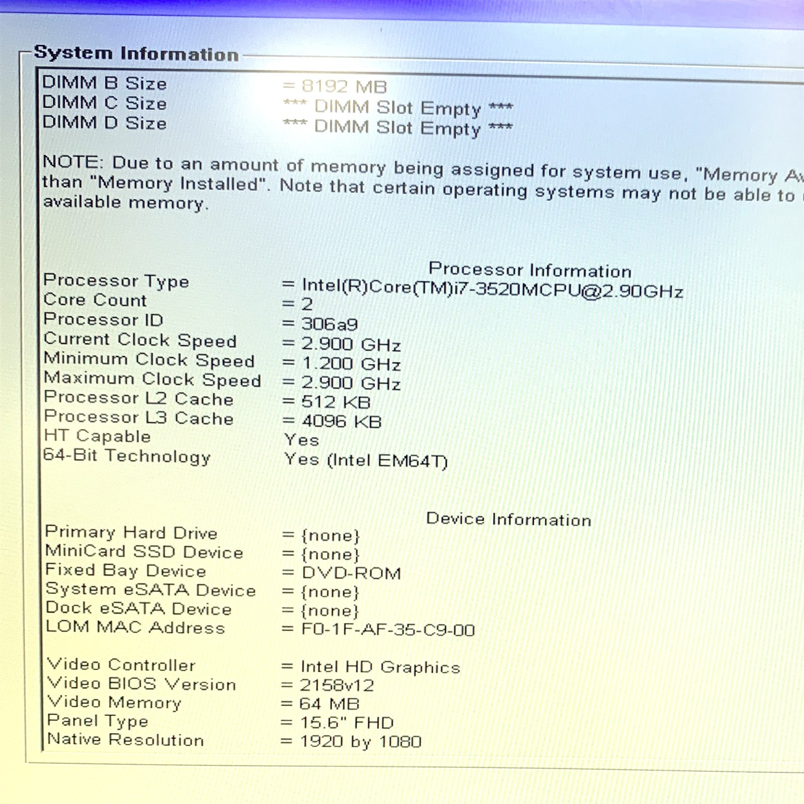 Dell Precision M4700 15.6″ FHD Intel i7-3520M 2.90 GHz 16GB 256GB SSD Windows 11