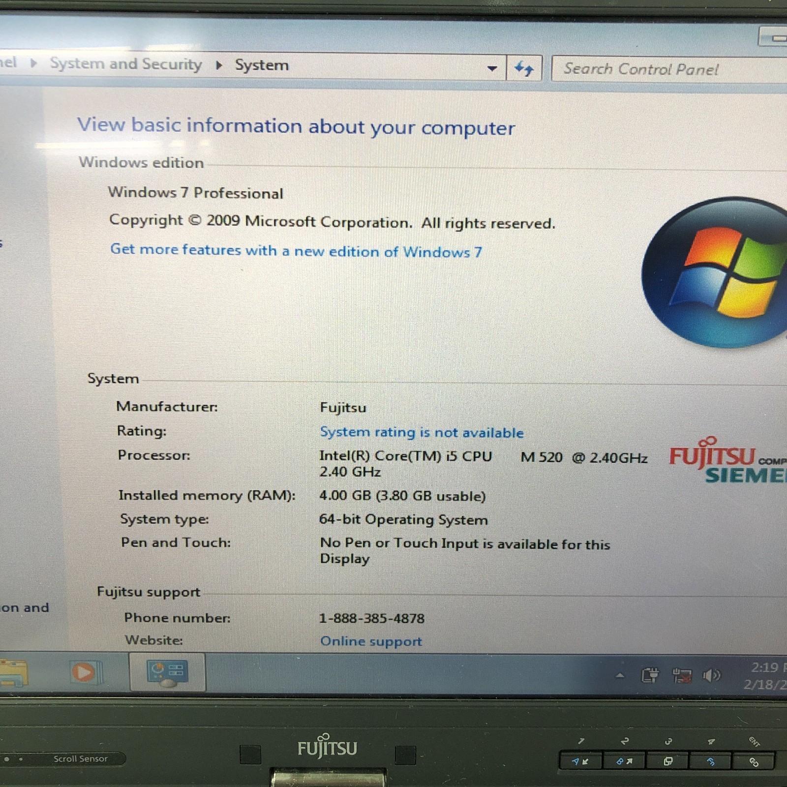 Fujitsu Lifebook Retro Gaming Laptop i5-M520 2.40GHz 4GB RAM (Windows 7 Pro)