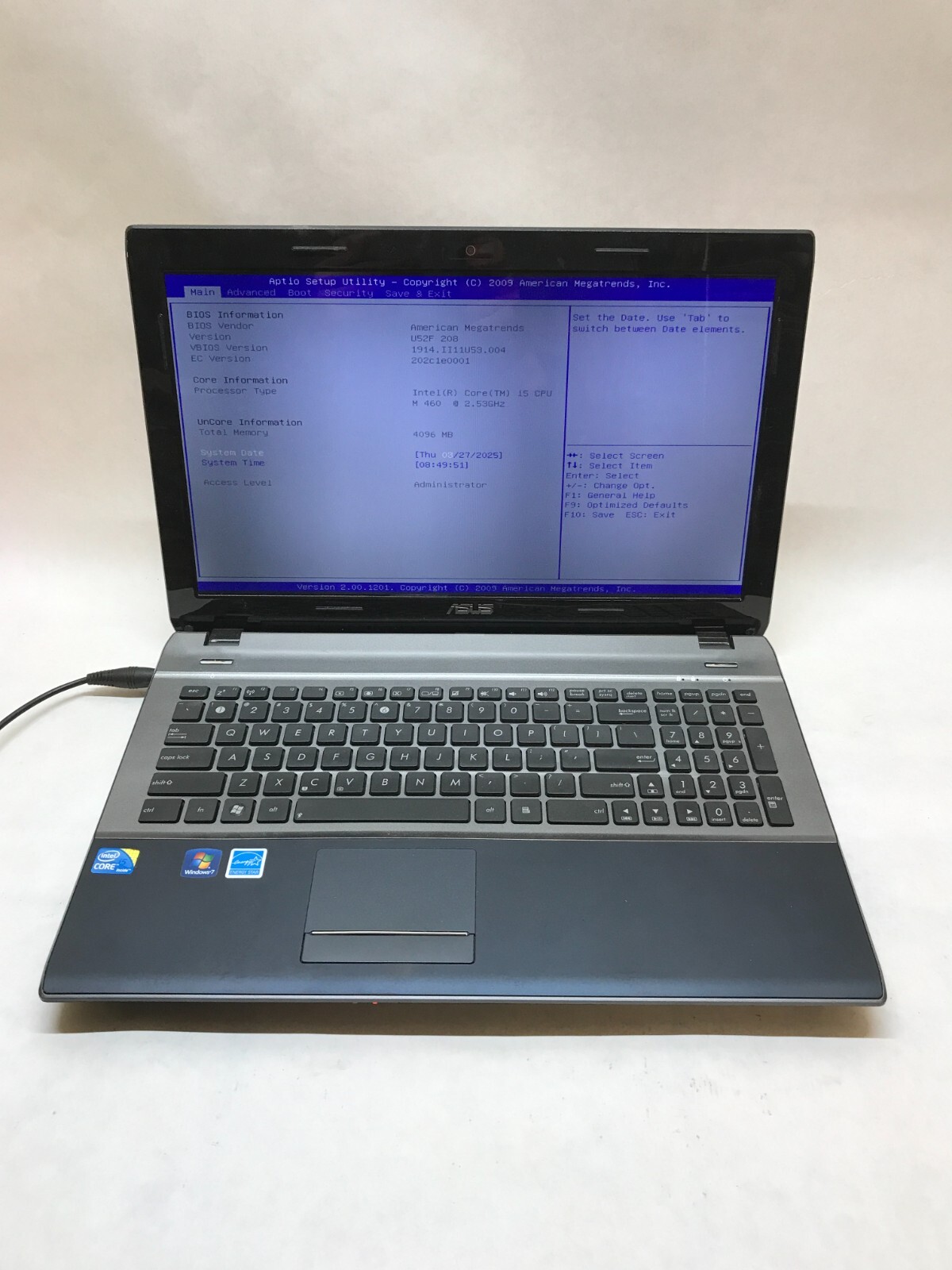 Asus U52F 15″ Laptop Intel Core i5-460M 2.53GHz 4GB RAM NO HDD/OS No Caddy – -DW