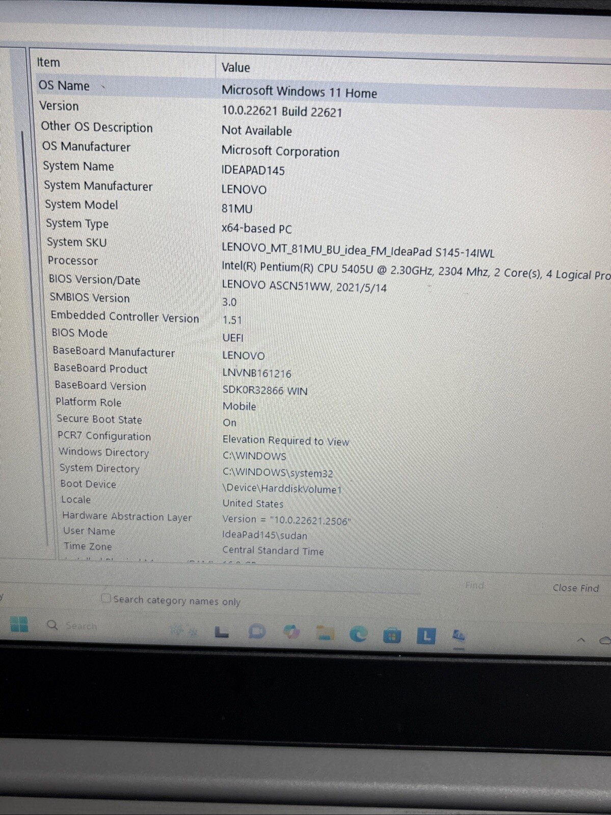Lenovo IdeaPad S145 14IWL 14″ Pentium Gold 5405U 2.3GHz 16GBRAM 128GB SSD Win11