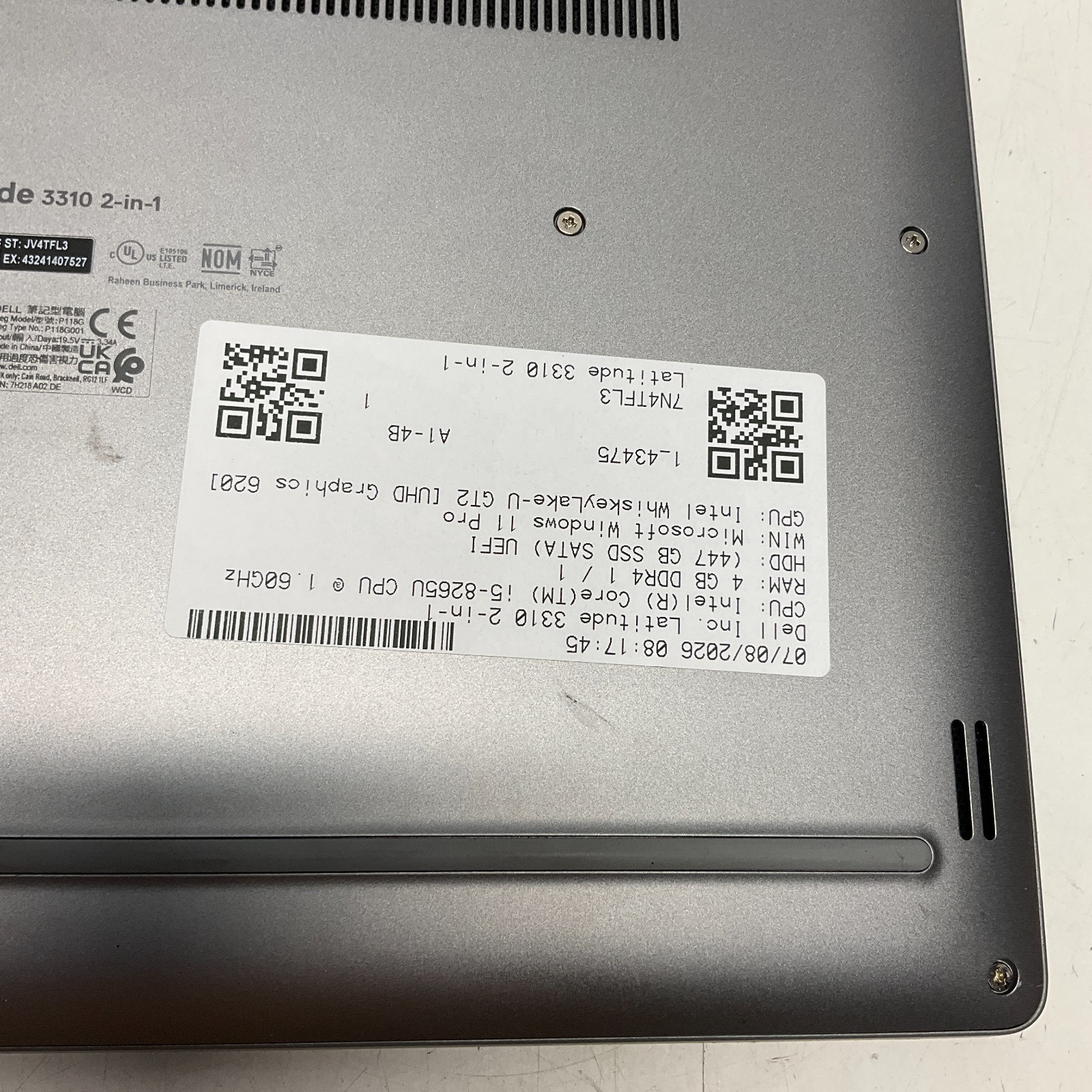 Dell Latitude 3310 2-in-1 Intel i5-8265U 1.60GHz 4GB RAM 480GB SSD Windows 11