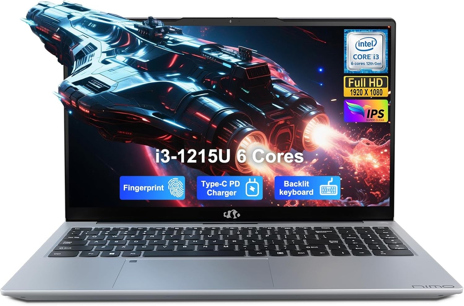 NIMO Laptop 15.6″Intel Core i3-1215U (Beats i5-1135G7 Class)16GB RAM 256GB SSD