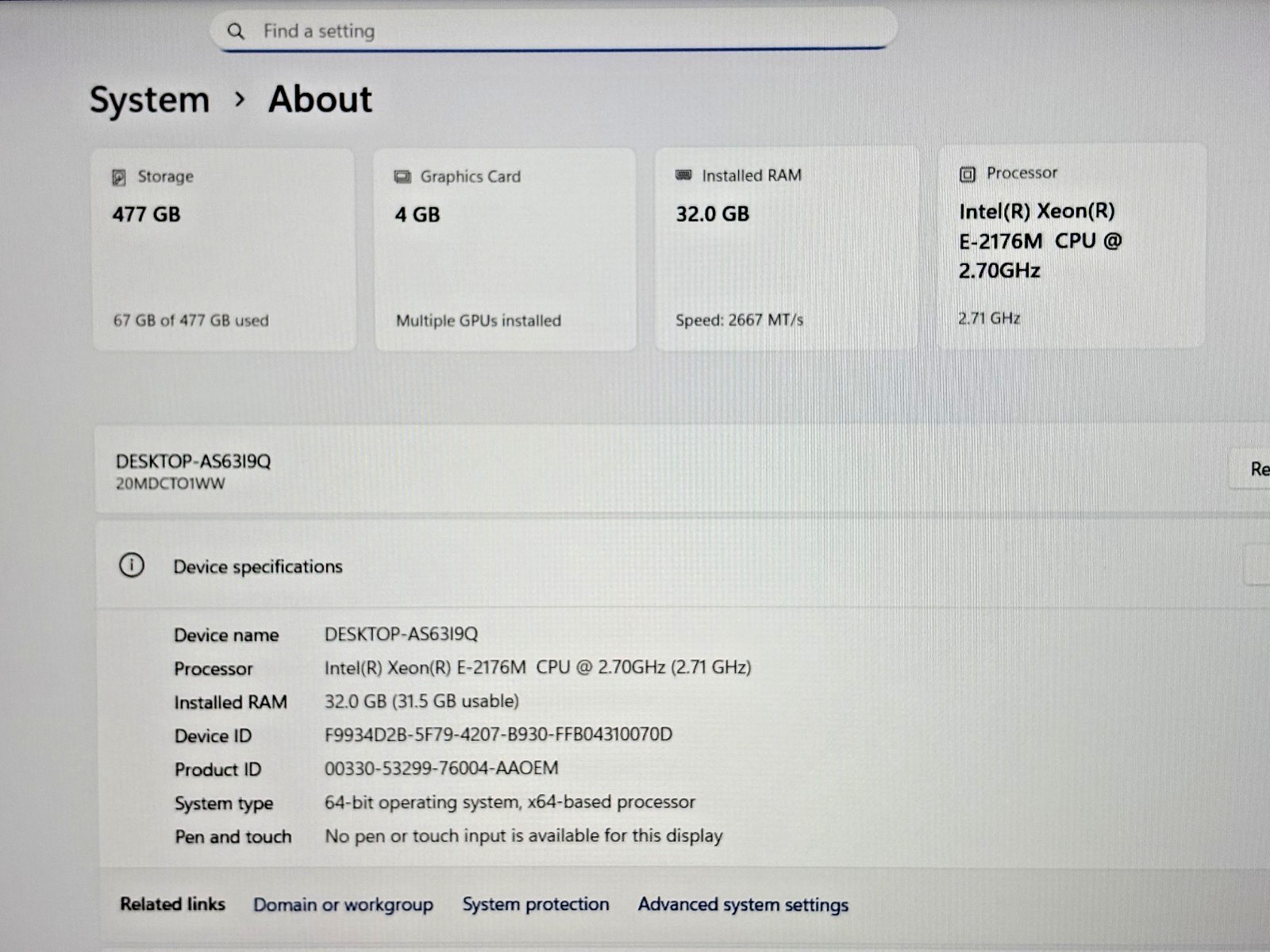 Lenovo ThinkPad P1 Intel Xeon 2.70GHz 32GB RAM 512GB SSD Nvidia Q P2000 Win11 P*