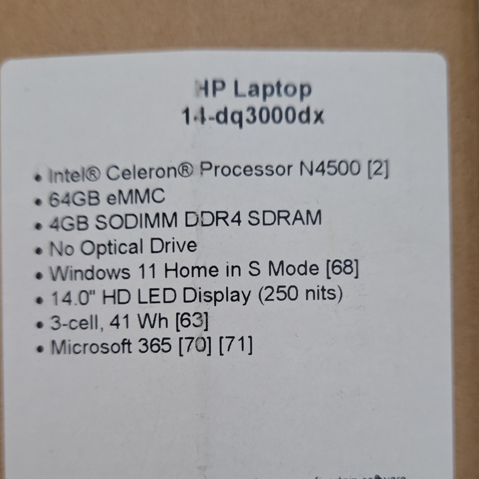HP 14-dq3000dx Laptop 14in HD Celeron N4500 4GB 64GB eMMC Win 11 S