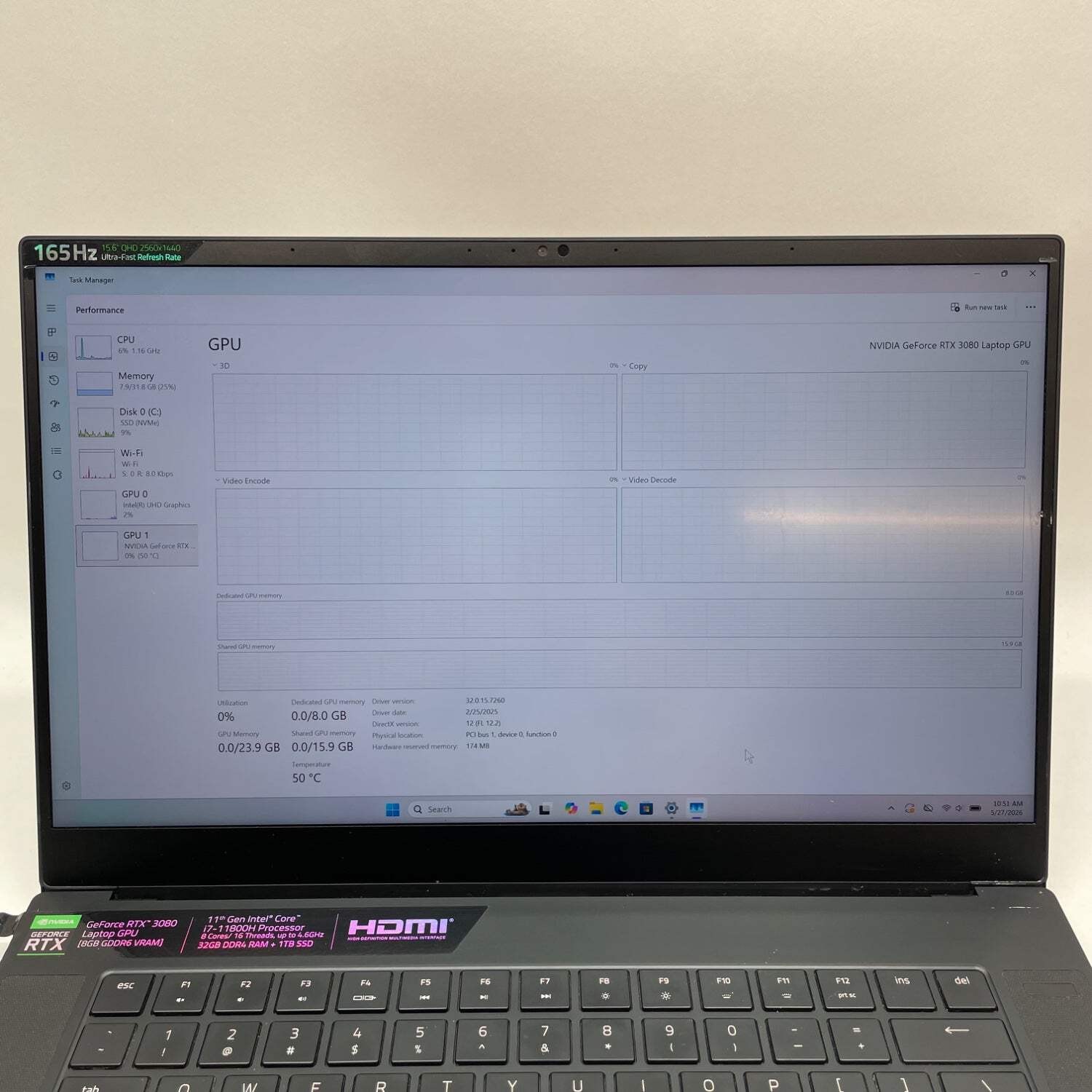 Razer Blade 15 Advanced RZ09-0409 15.6″ i7-11800H 32GB RAM 1TB SSD RTX 3080