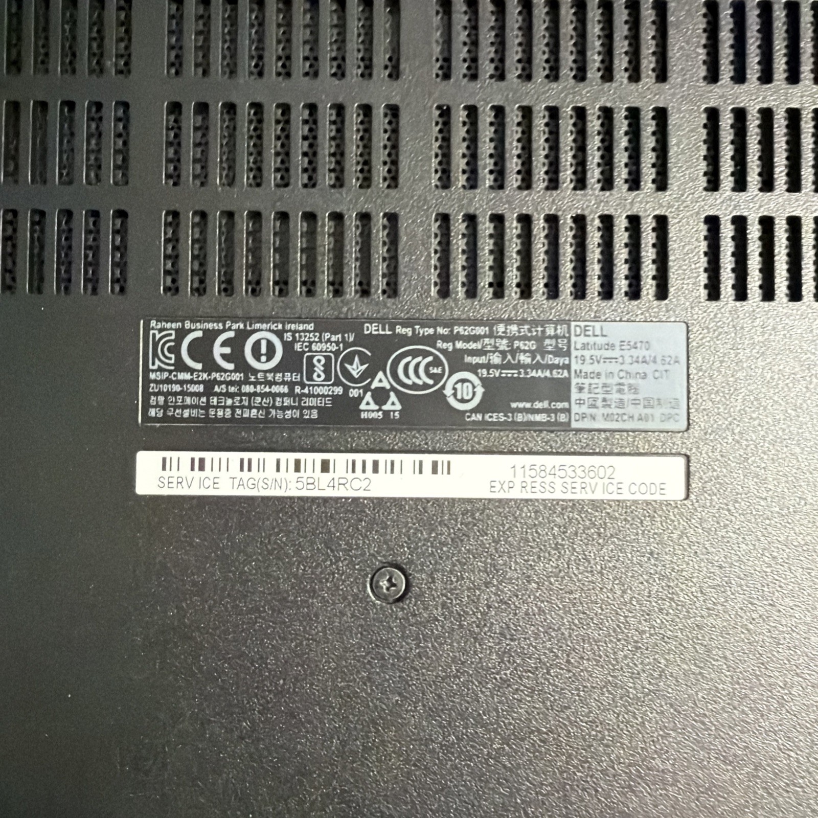 Dell Latitude E5470 Core i5 No Power Samsung 480GB SSD Missing RAM AS‑IS