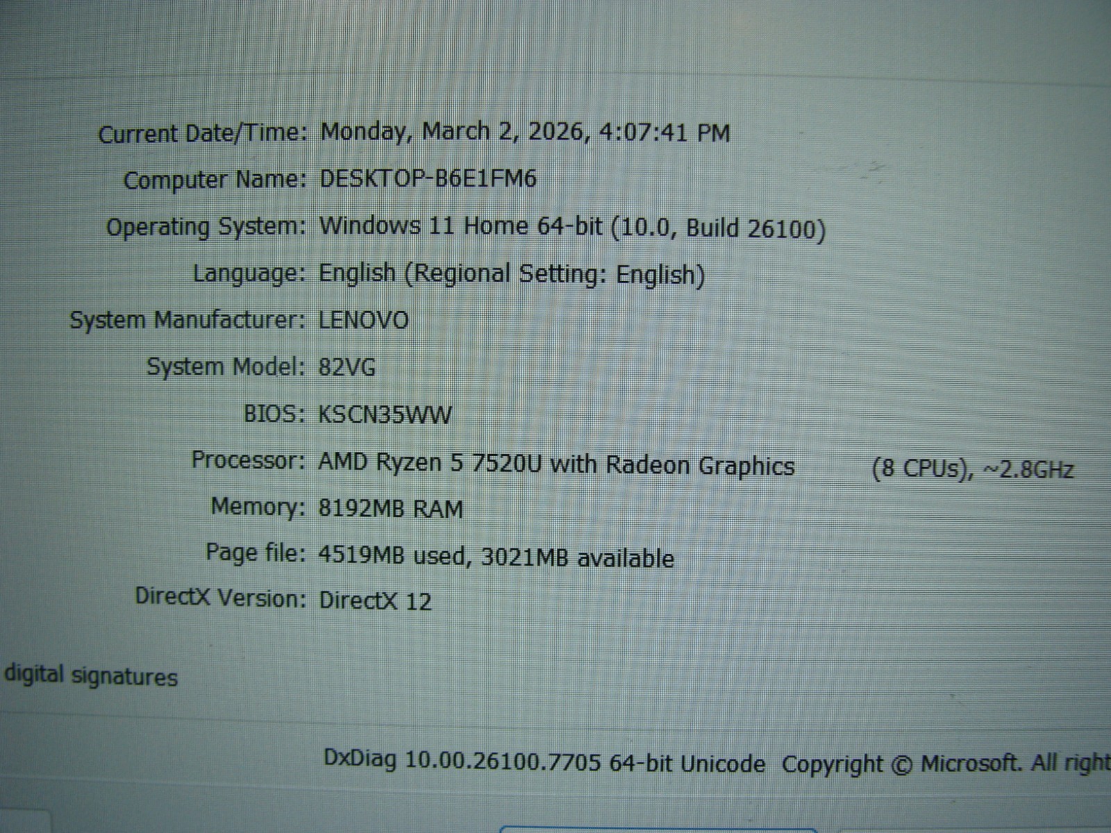 Lenovo IdeaPad 1 15AMN7 15.6″ FHD TOUCH Ryzen 5 7520U 2.8Ghz 8GB 256GB +Charger
