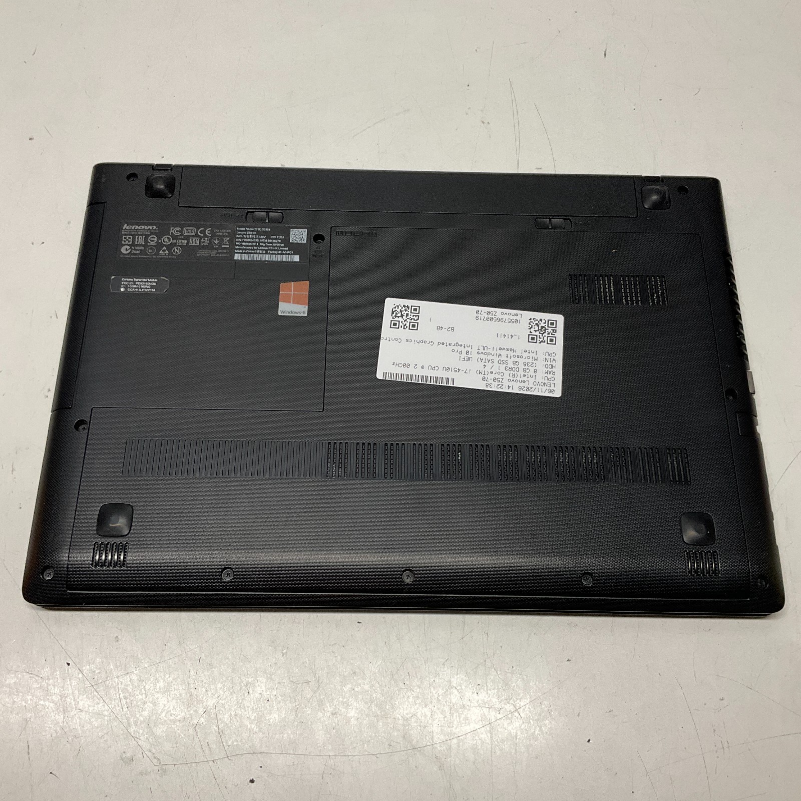 Lenovo Z50-70 15.6″ Intel i7-4510U 2.0 GHz 8GB 256GB SSD Windows 10 Pro Laptop
