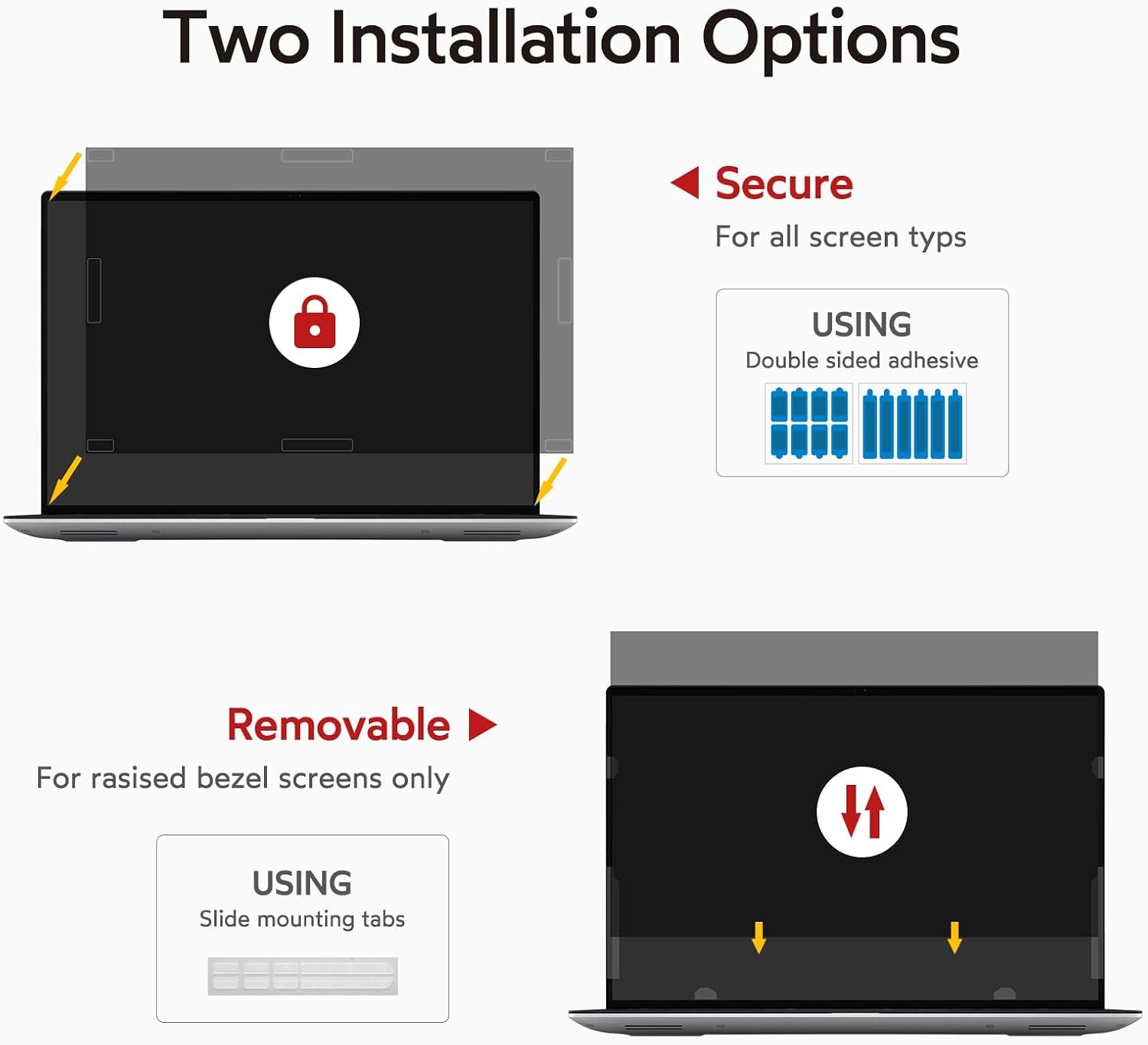 15.6 Laptop Privacy Screen for 16:9 Ratio Computer Monitor, Removable, Anti Glar