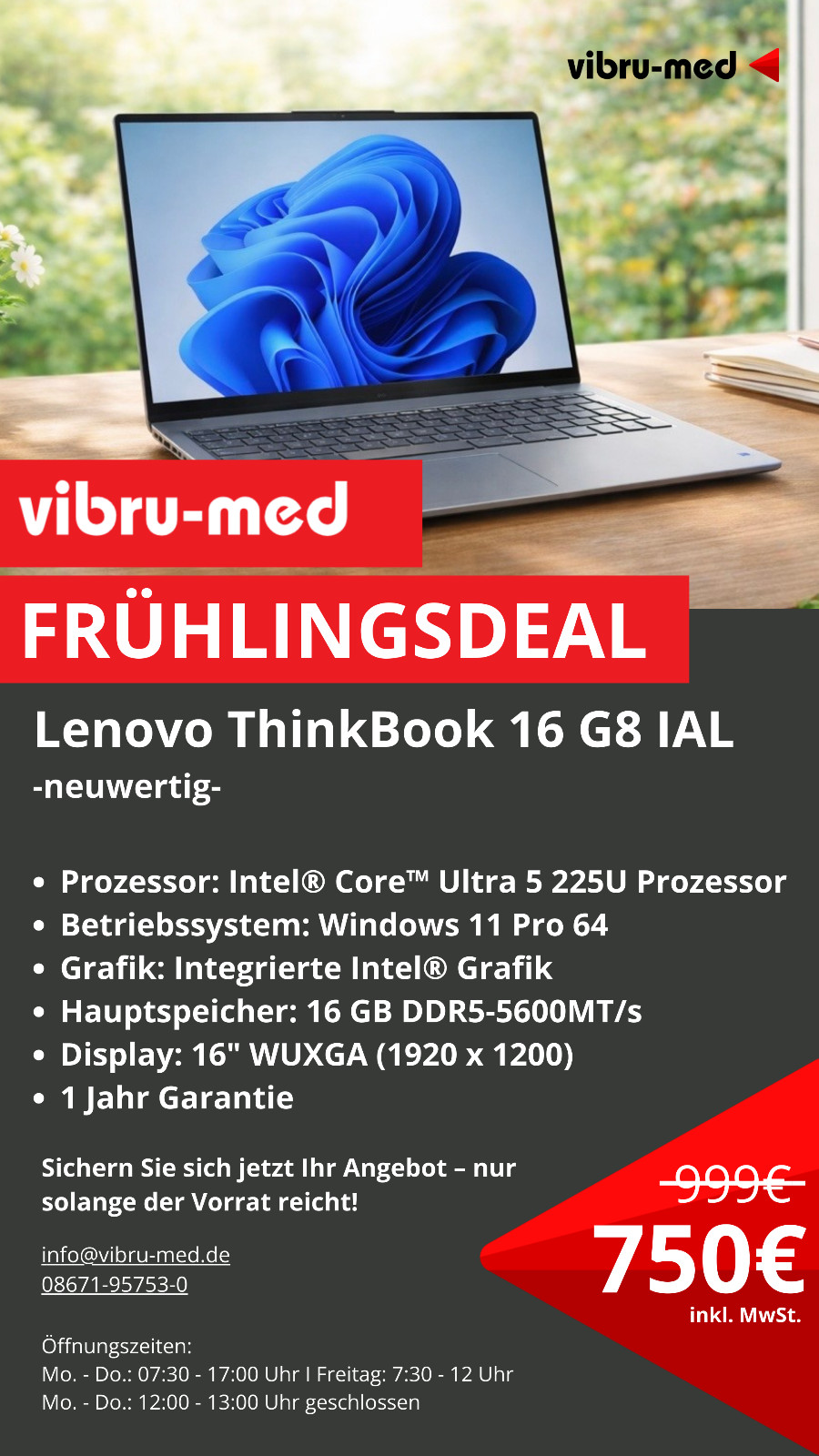 Lenovo ThinkBook 16 G8 IAL (16″) Ultra 5 225U, 16GB RAM 512GB