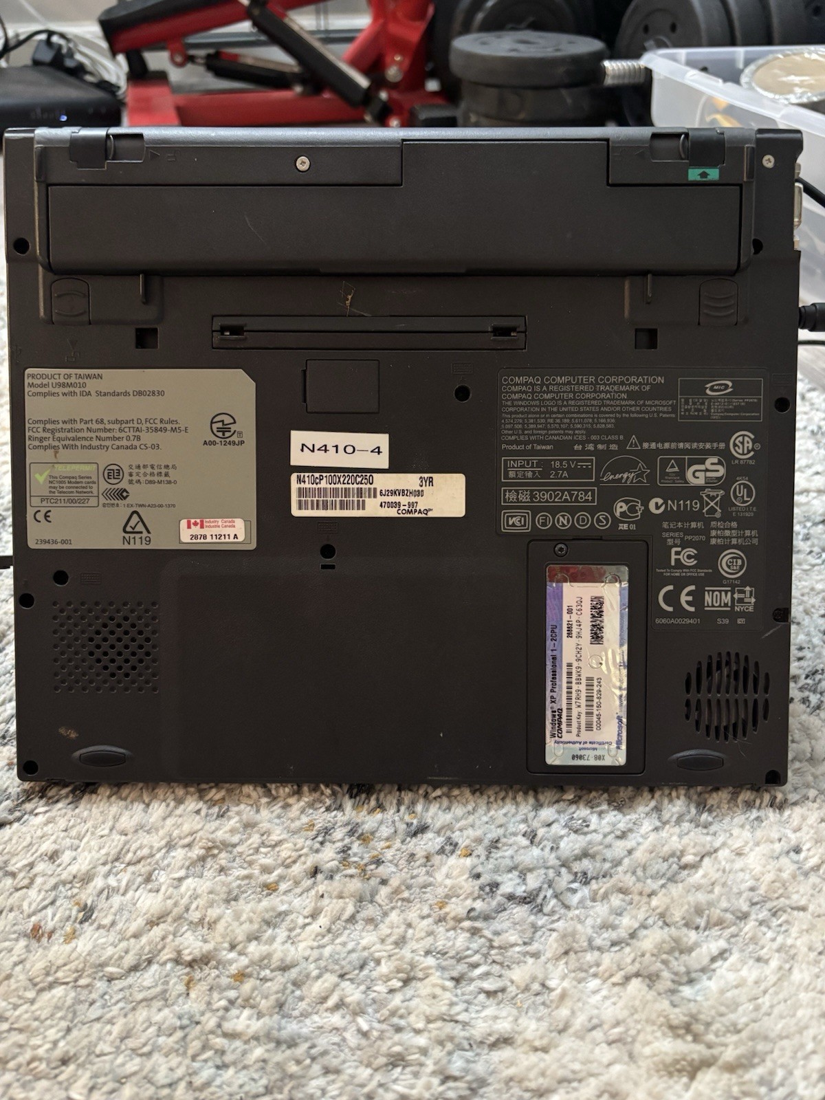 Vintage Compaq Evo N410c Laptop w/ Docking Station & Case Windows XP Tested