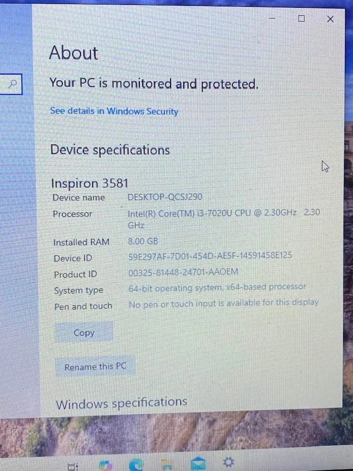 Dell Laptop Inspiron 15 3000 w/ Charger, Win 10 Installed 1TB Hard Drive 8gb Ram