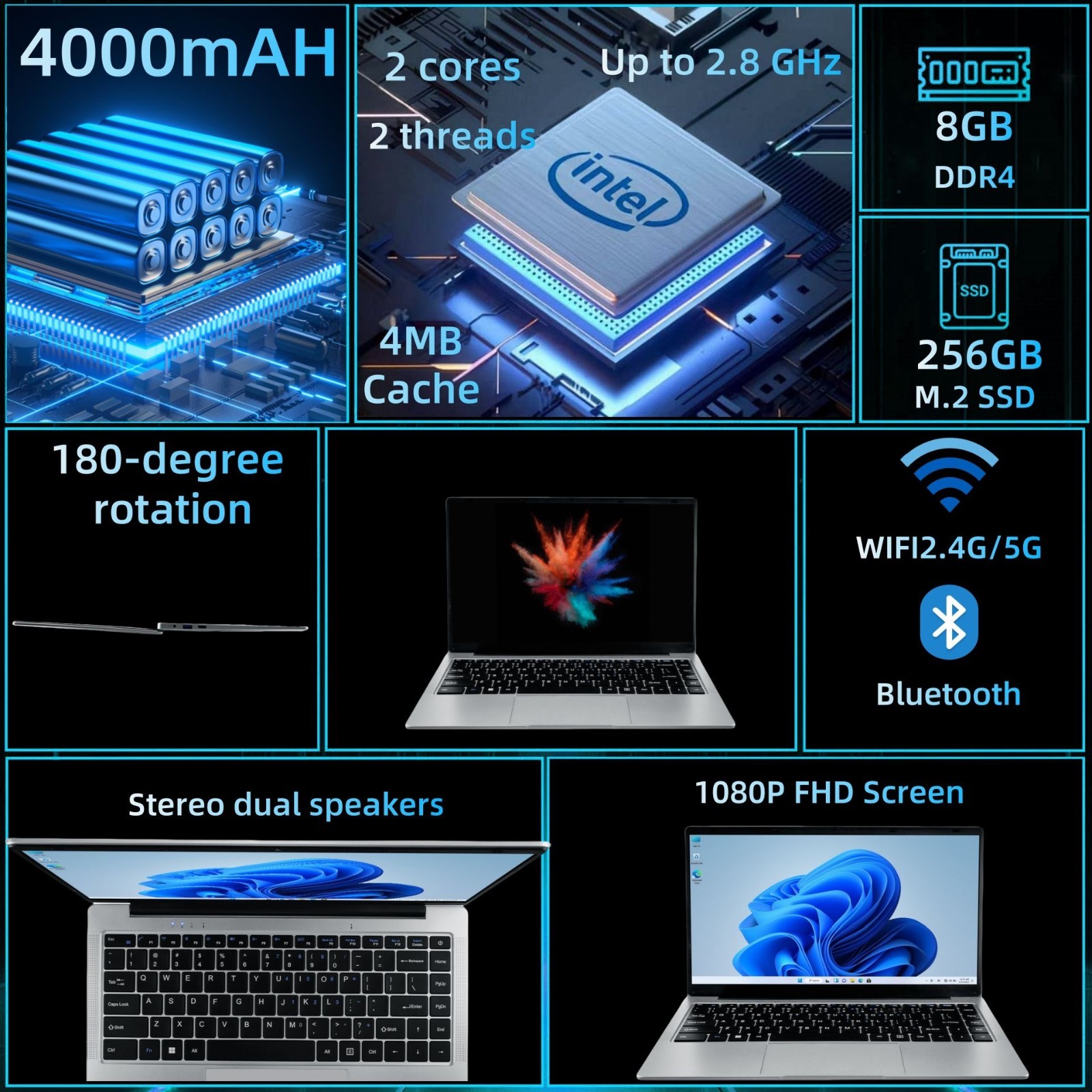 English1920x1080 14 Inch Business Laptop Intel N4500 Dual SSD 8GB RAM IPS