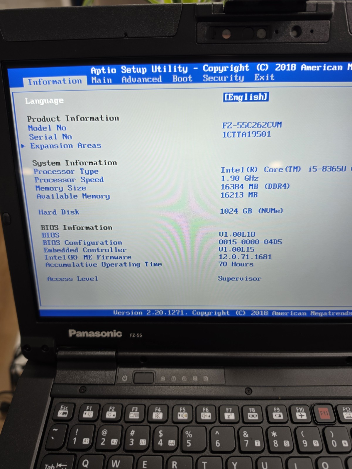 Panasonic Toughbook FZ-55 i5-8365U 16GB RAM 1TB S GPS 70 HOURS 16GB RAM 1TB SSD