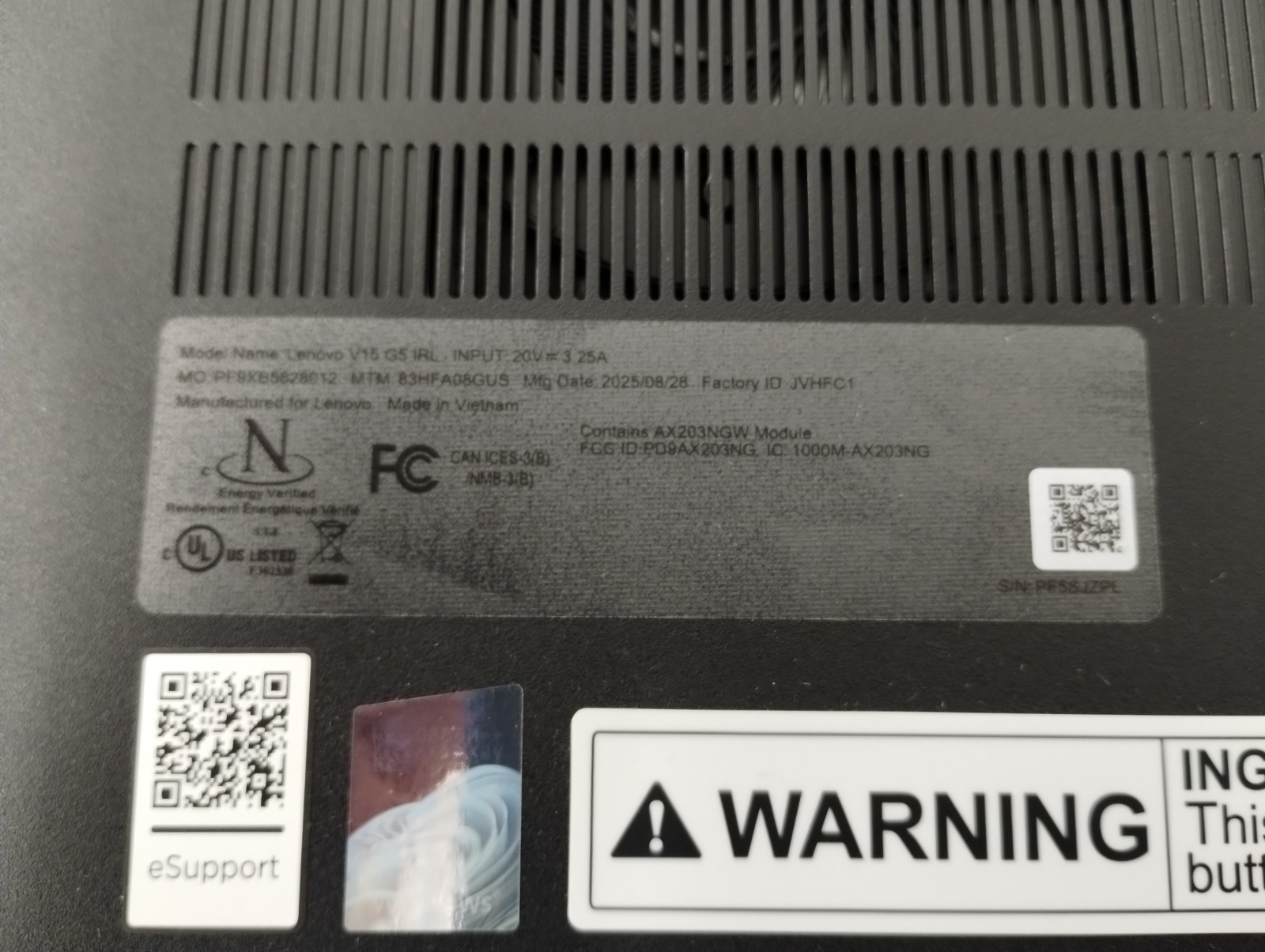 Lenovo V15 G5 IRL, Intel Core 7 240H, 2.50 GHz, 16 GB RAM, 1 TB NVMe SSD