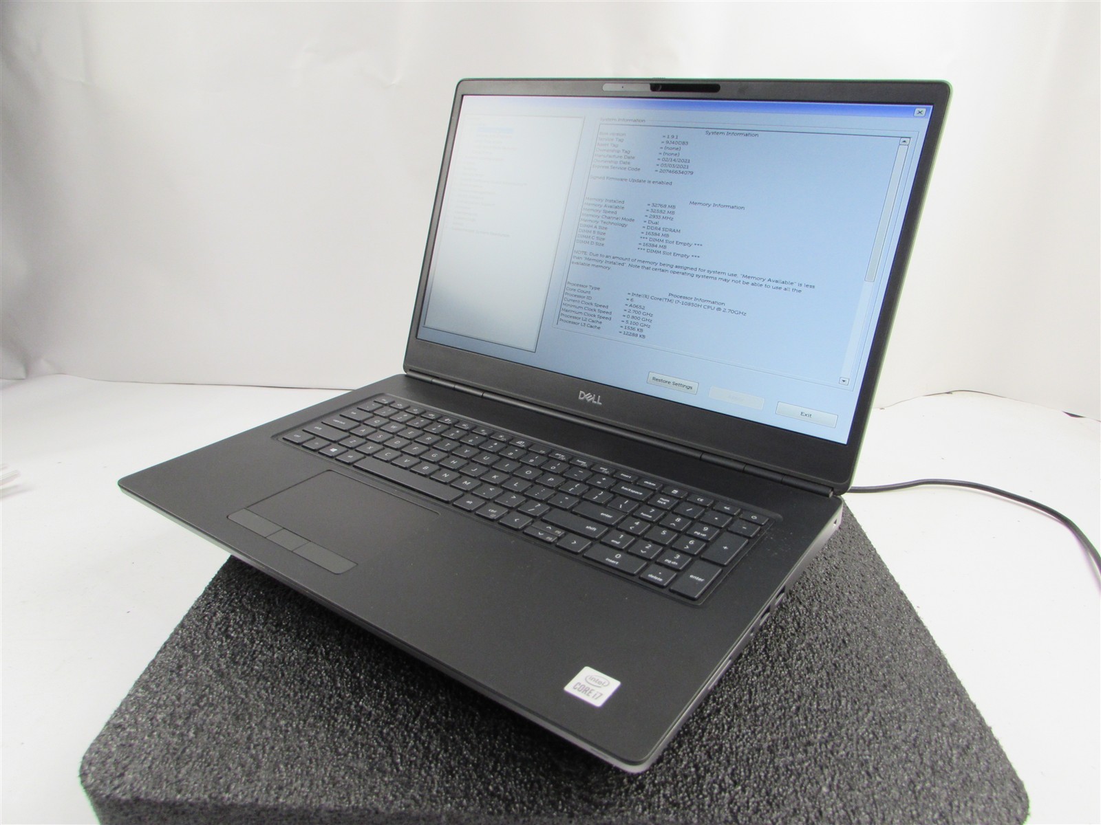 DELL PRECISION 7750 1920X1080 I7-10850H 1TB 32GB RAM RTX 3000 WIN 11 PRO NO BATT