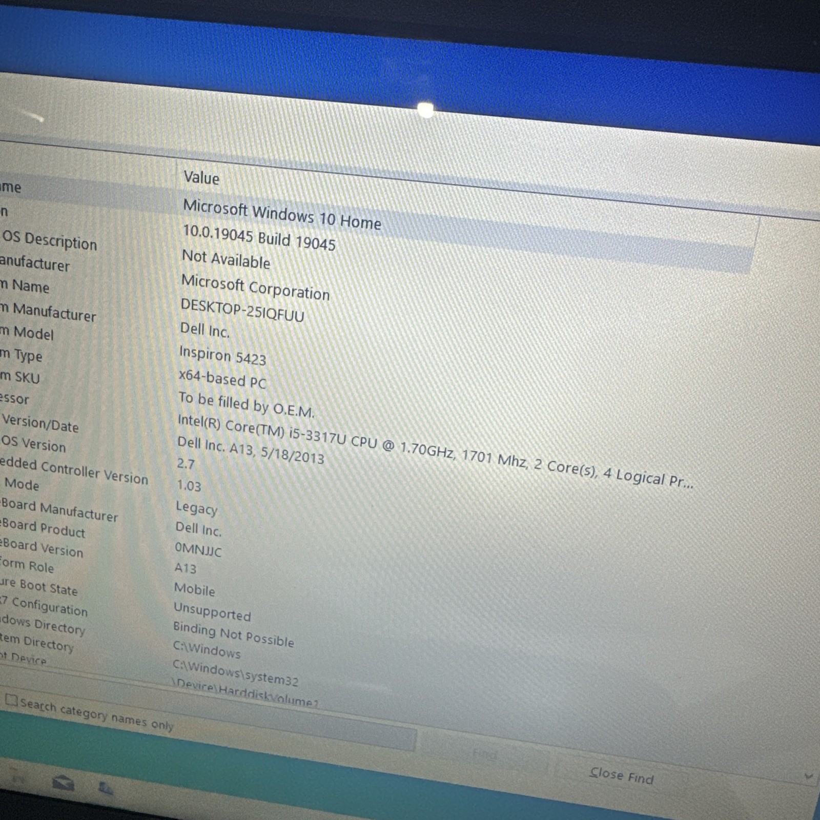 Dell Inspiron 5423 14″ Laptop i5-3317U 6gb Ram 500gb HDD Windows 10 Home No P/S