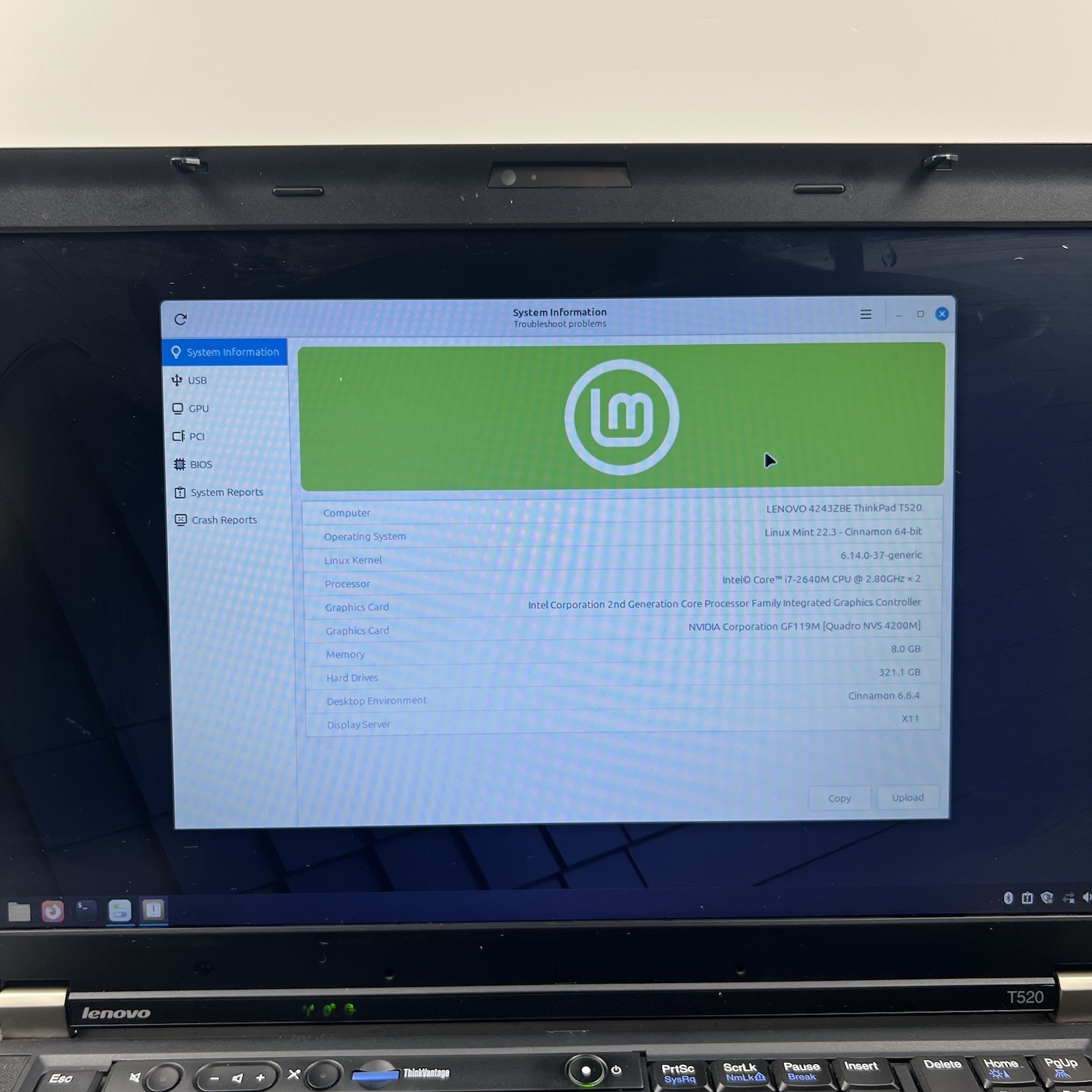 Lenovo ThinkPad T520 Intel i7-2640M 8GB 320GB HDD Linux Mint OS w/ Charger|ELP84