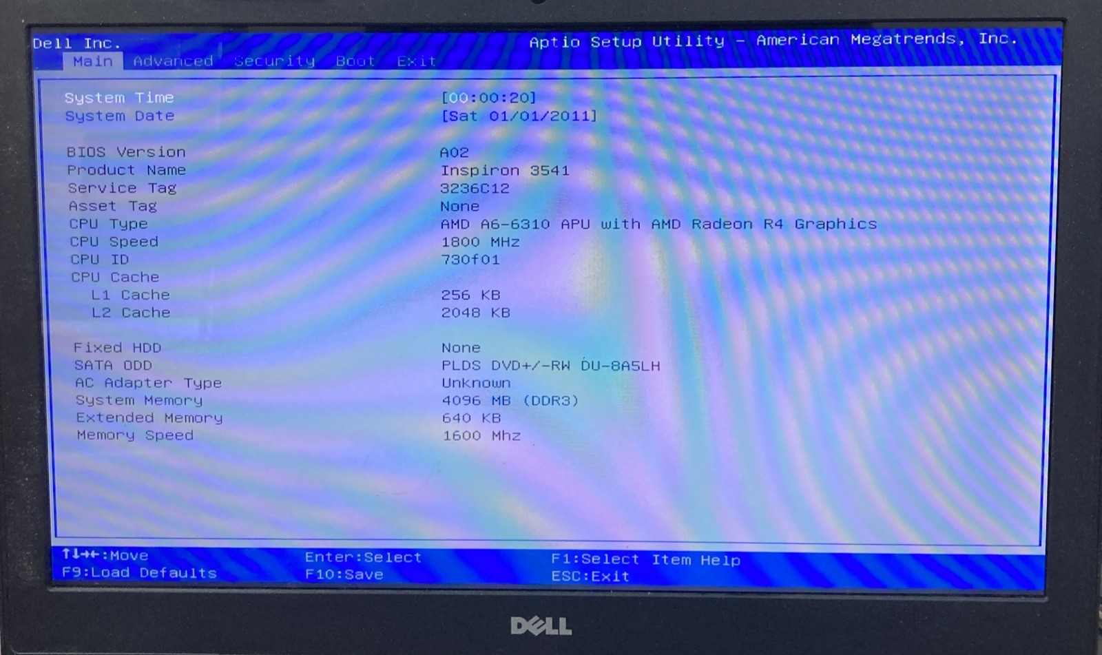 Dell Inspiron 3541 15 AMD A6-6310 1.80GHz 4GB Ram NO HDD Boot to BIOS