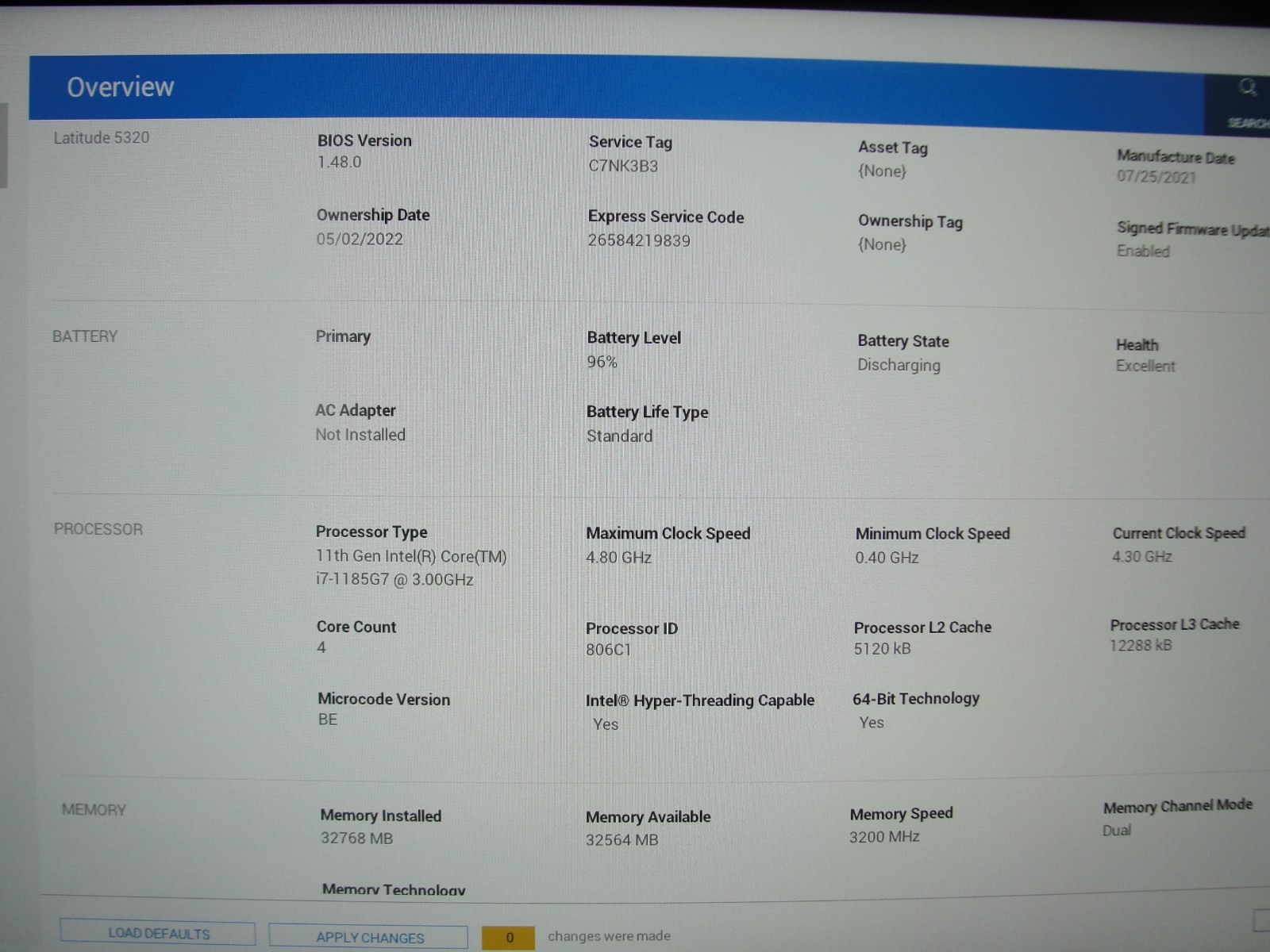 Dell Latitude 5320 13.3″Touch Intel Core i7-1185G7 3.0GHz 32GB RAM 512GB SSD +PA