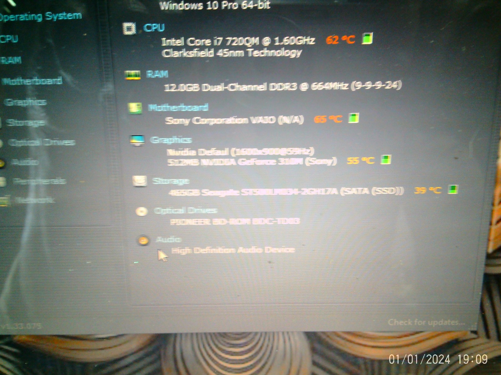 Sony Vaio GOLD BREAKER vpcf13ufx ,i7 2.80ghz.500gb,12gb,16.4 in hd blu-ray