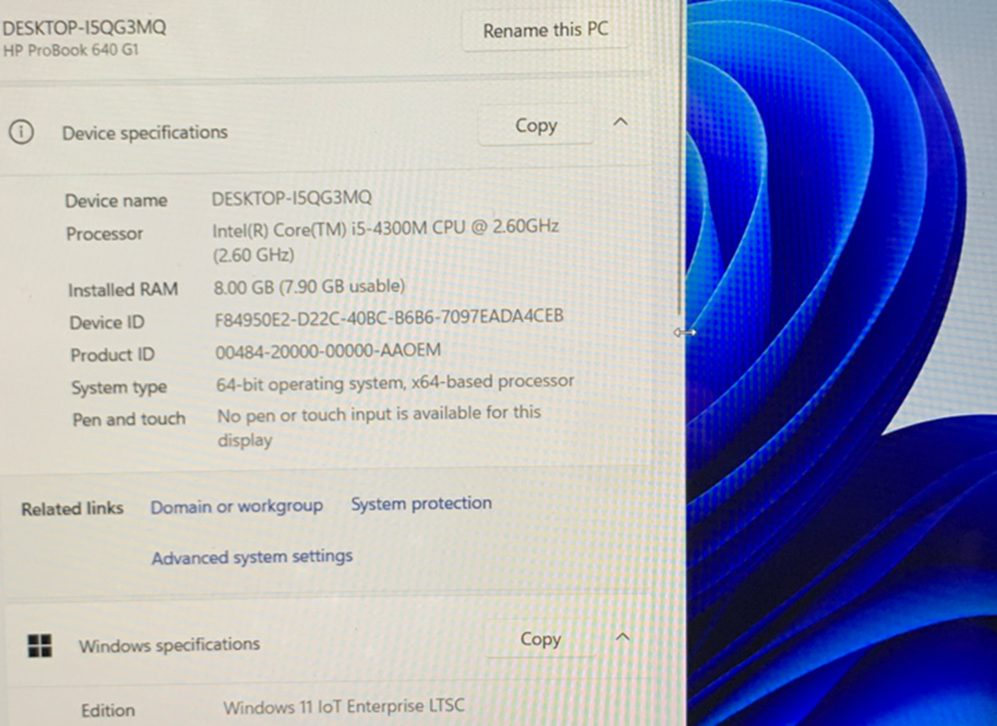 HP PROBOOK 640 G1 1920×1080 14″ WIN 11 ACTIVATED i5-4300M 2.6/3.3 GHZ 8GB 750GB