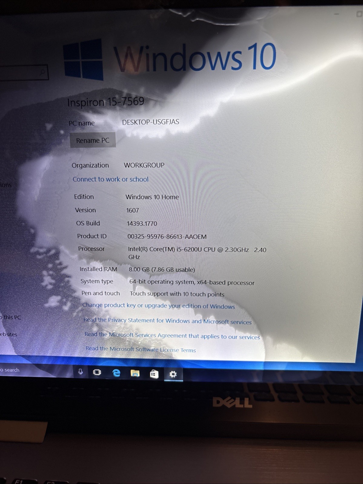 Dell Inspiron 15 7000 Series Intel Core 15 Heat Damaged Screen 15-7569