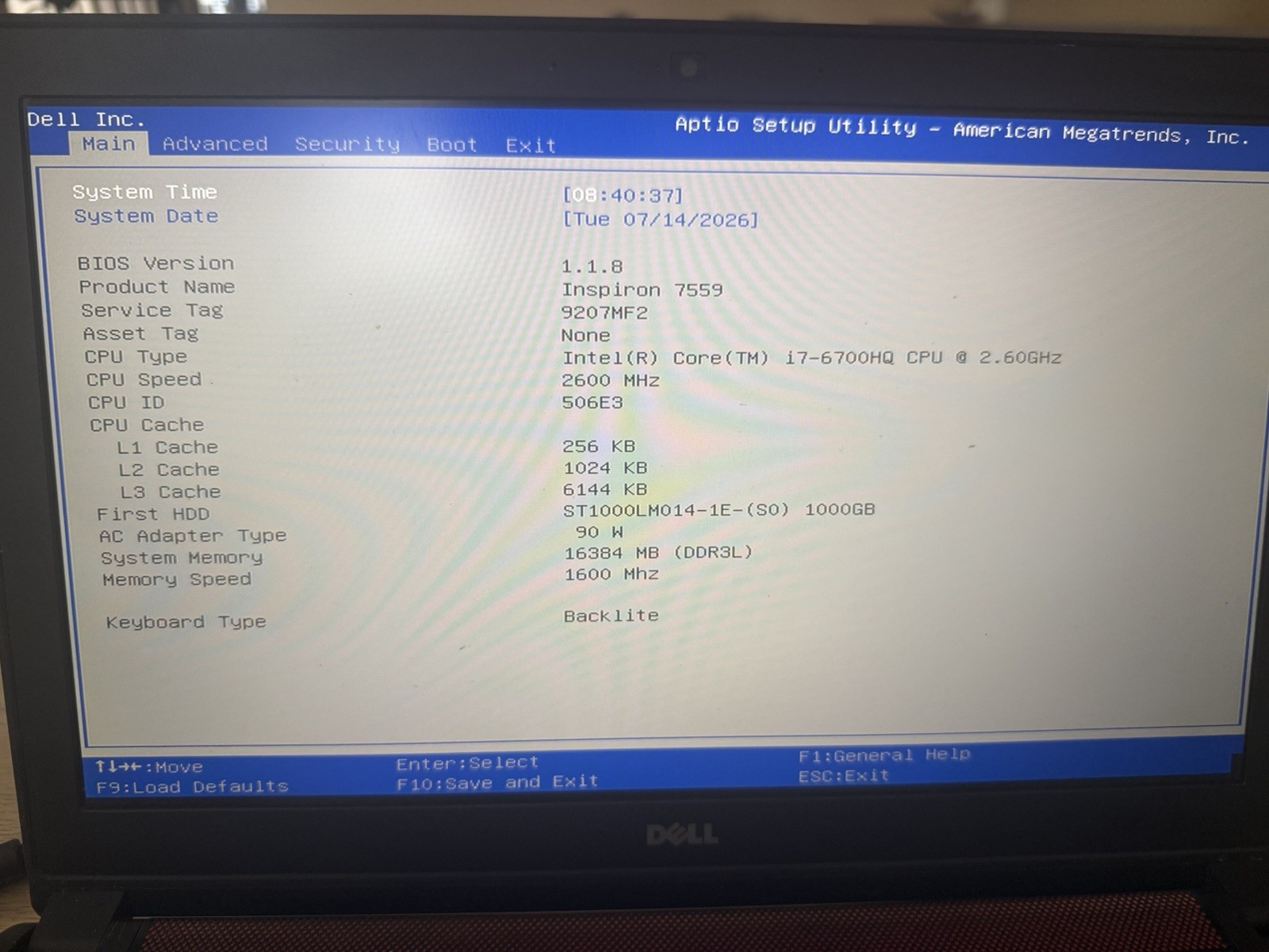 Dell Inspiron 7559 Gaming i7-6700HQ 2.60GHz 16GB RAM 1TB HDD GTX 960M