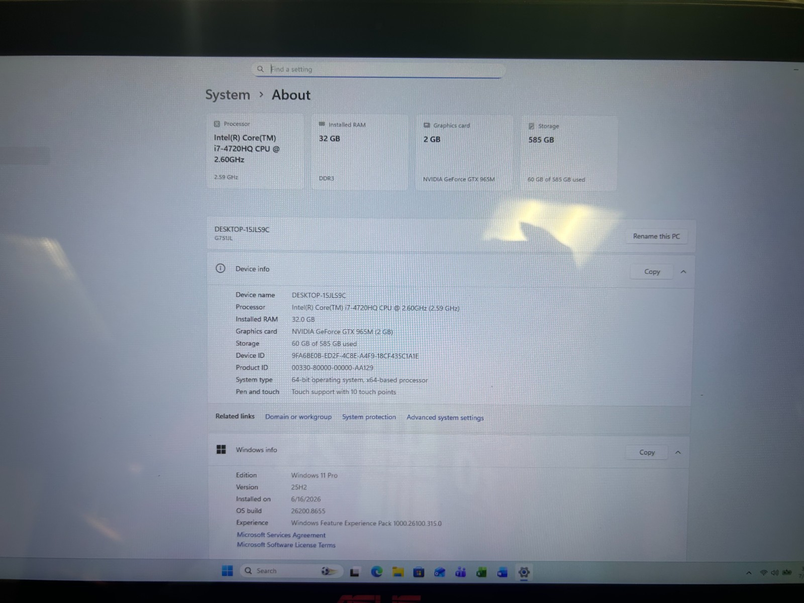 🎮 ASUS ROG G751J 17.3″ Touchscreen Gaming Laptop | GTX 965M | i7-4720HQ | 32GB