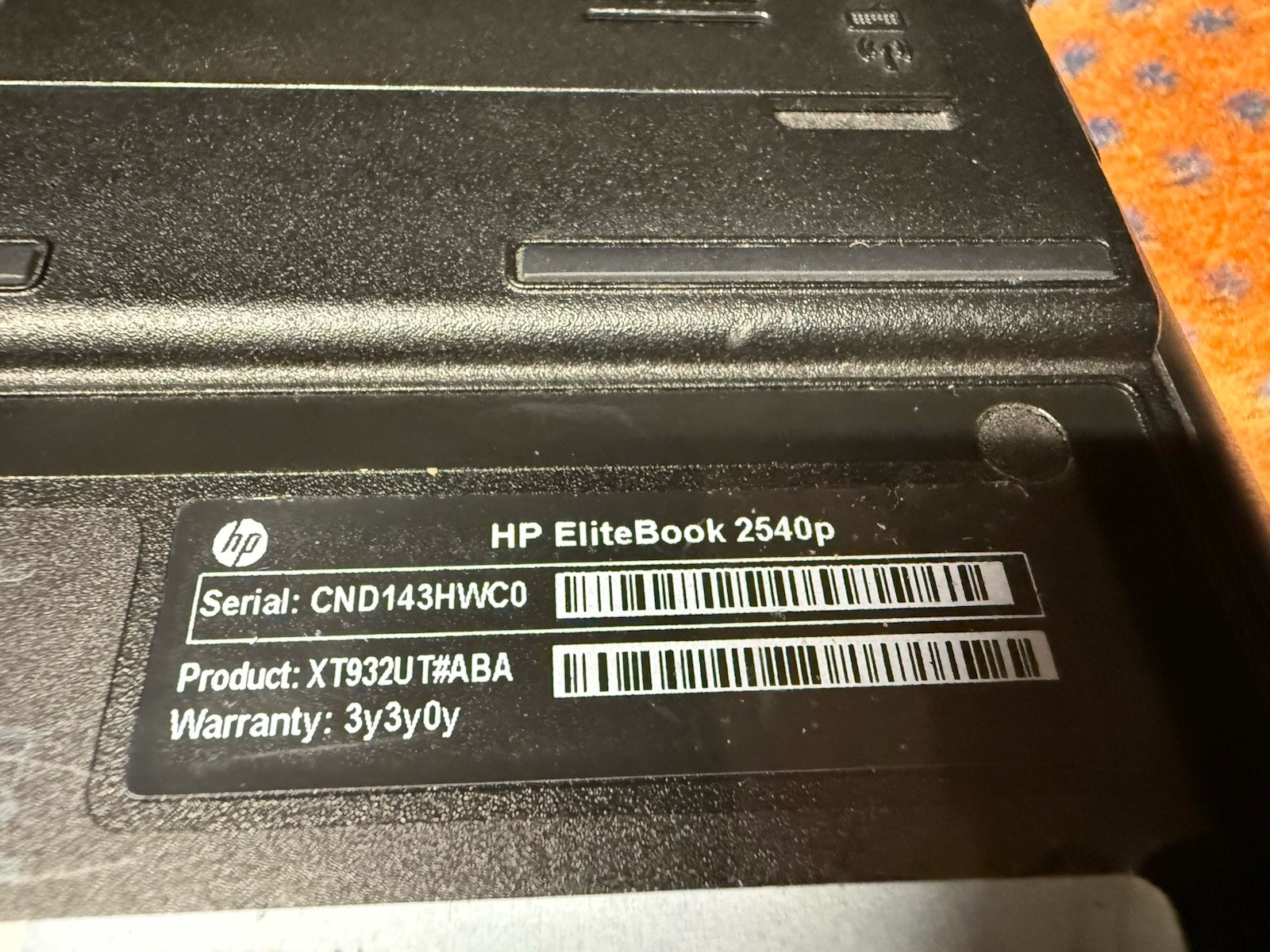 HP EliteBook 2540p Core i7, Win10pro64, 500 GB, 8GB DVD-RW, Wifi, #003