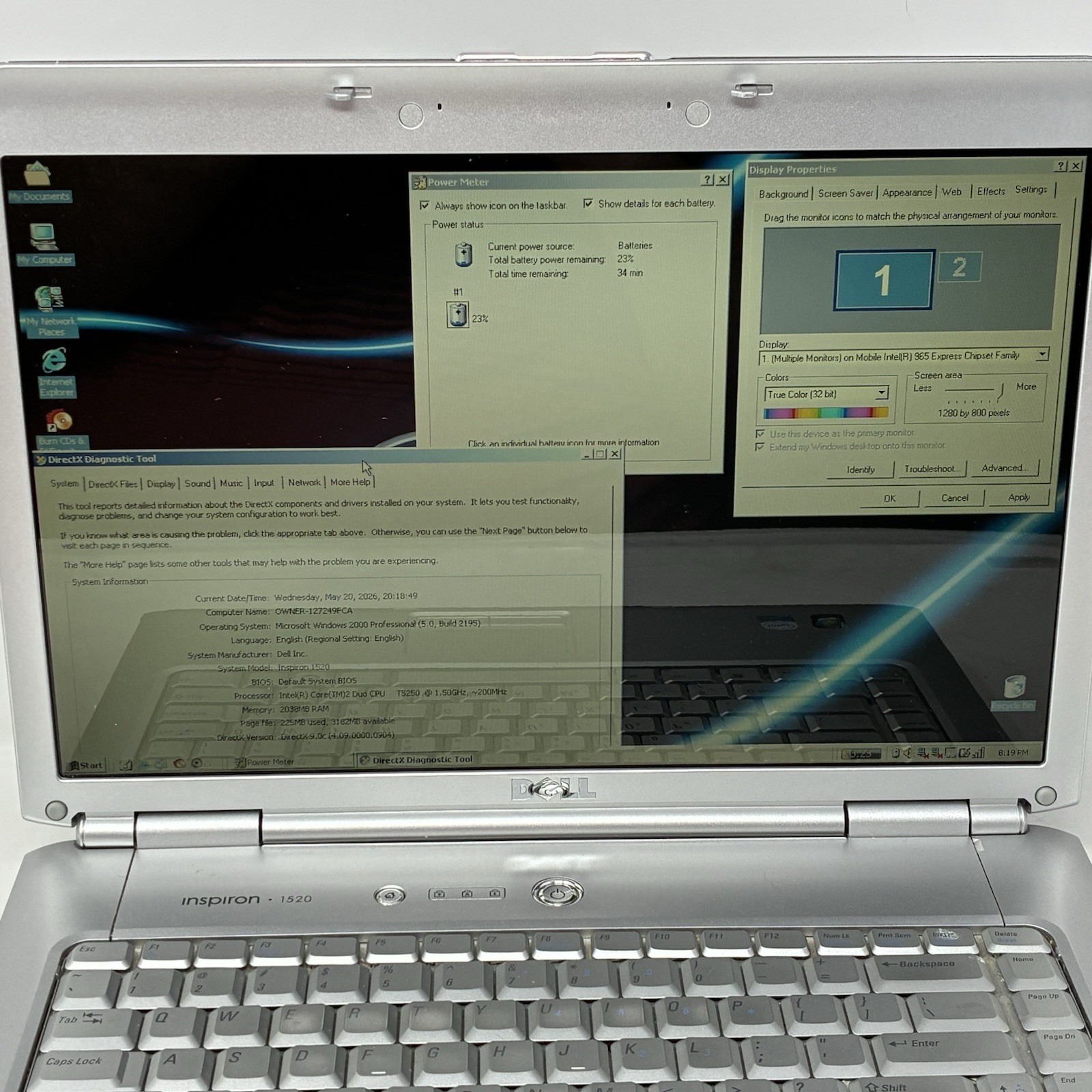 Dell Laptop Gaming/Work Good Batt Win2k Pro Charger Core2Duo Loaded