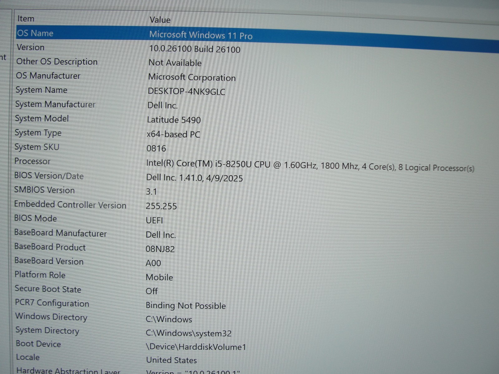 Dell Latitude 5490 14” Full HD i5-8250U 1.6GHz 8GB 256GB SSD Win11 Pro + Charger