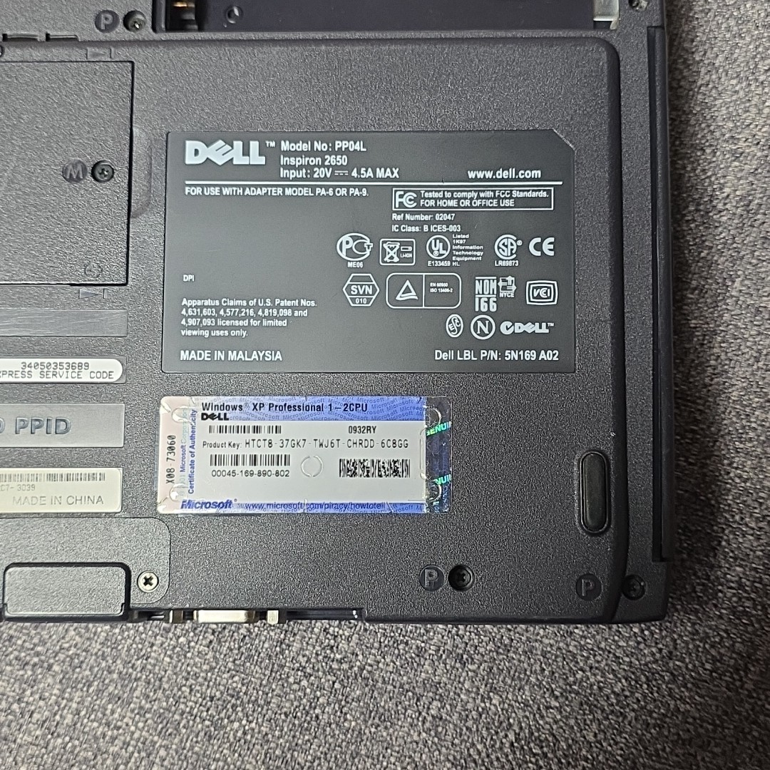 Dell Inspiron 2650 Pentium 4 Windows XP FOR PARTS / REPAIR AS-IS