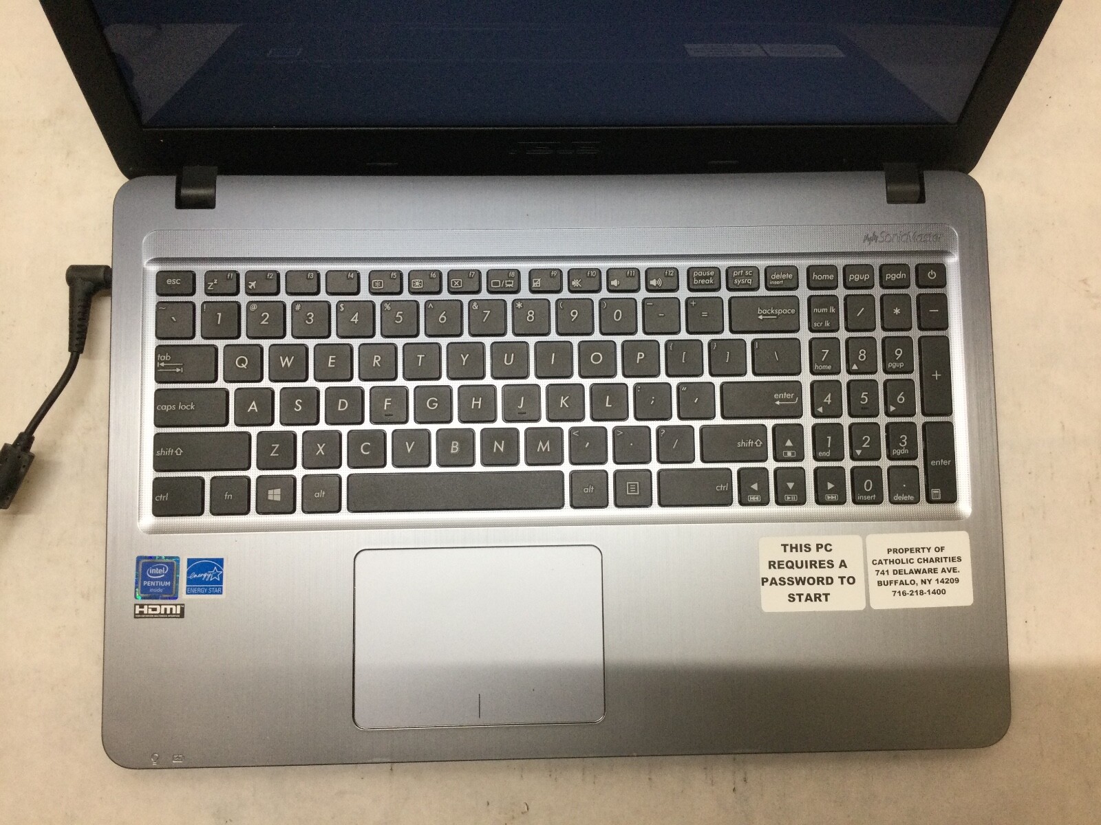 ASUS NOTEBOOK X540S – 4GB RAM – INTEL PENTIUM – POWERS ON/BIOS LOCKED – READ -BB