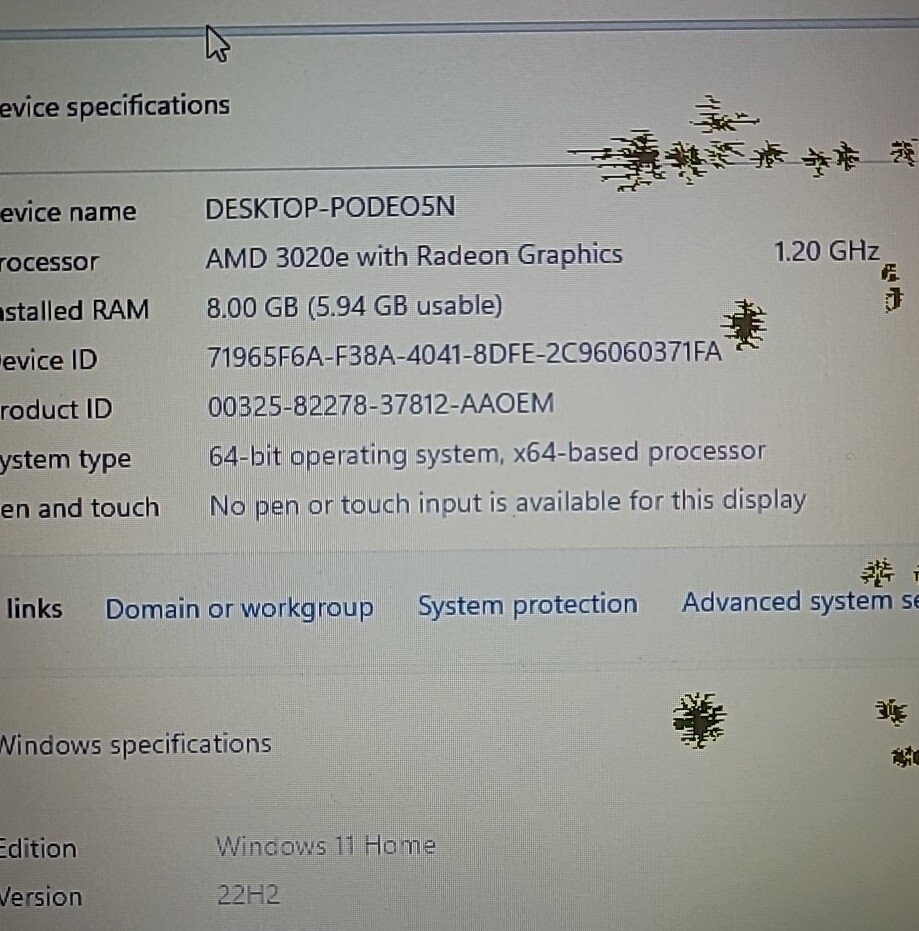 HP 255 G8 Laptop 15.6″ 8GB Ram 256GB SSD AMD 3020e W11H Screen Defect