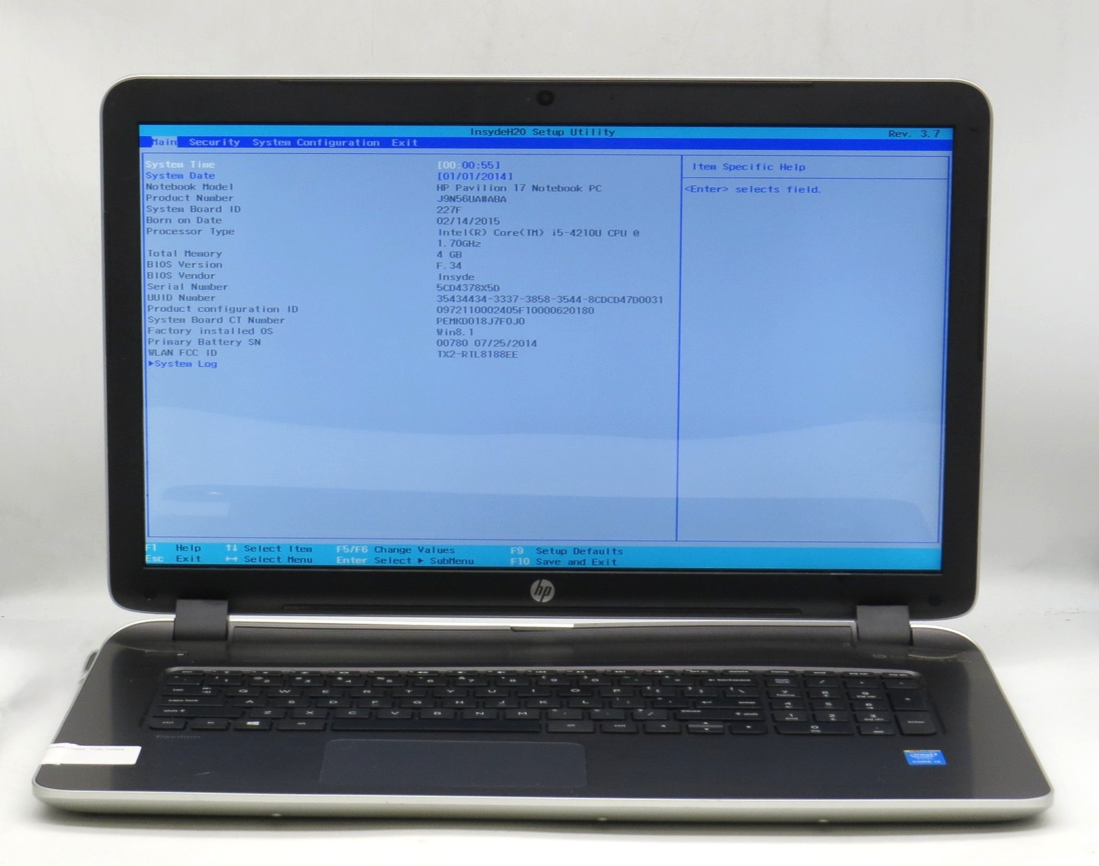 HP Pavilion 17-E118DX | 17.3″ | i5-4210U @ 1.70GHz | 4GB DDR3 | No HDD/OS