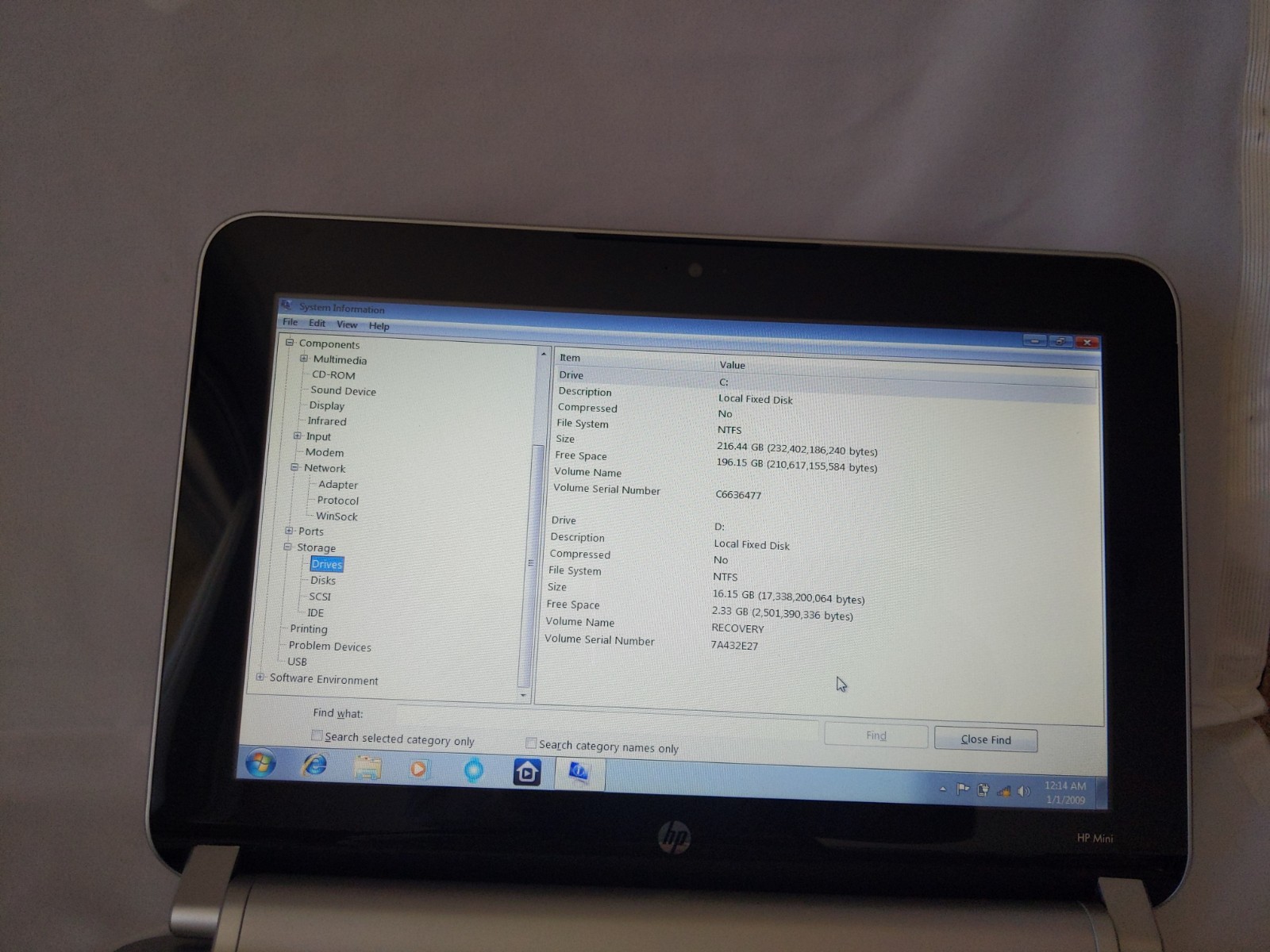 HP Mini 210 2090NR Intel Atom Laptop Notebook 10.1in 250 GB HDD Windows 7 Red PC