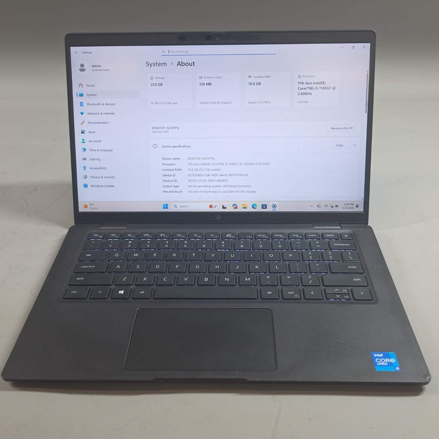 Dell Latitude 7420 14″ i5-1135G7 2.6GHz 16GB RAM 256GB SSD