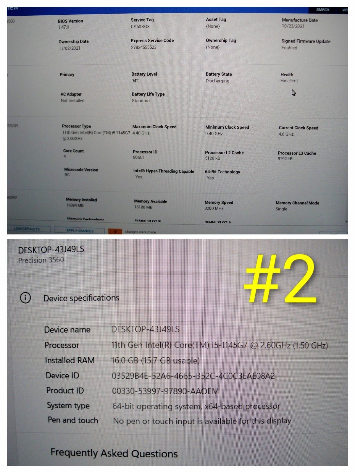 Dell Precision 3560 15.6″FHD i5-1145G7 2.6GHz 16GB 512GB Nvidia T500 2GB Win 11P