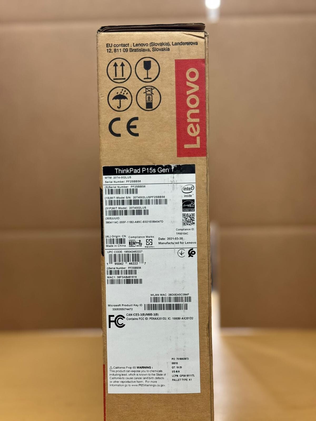 New Lenovo ThinkPad P15s Gen 1 20T4 – Core i7 10610U, 512GB SSD, 16GB Ram