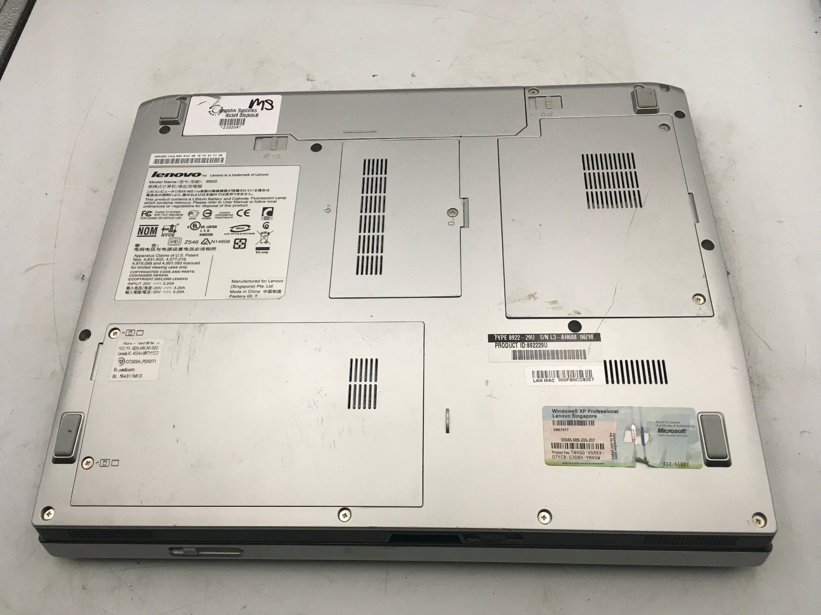 LENOVO 3000 C200 – BOOTS TO BIOS – INTEL CELERON M – 512MB RAM – READ DESC – BB!