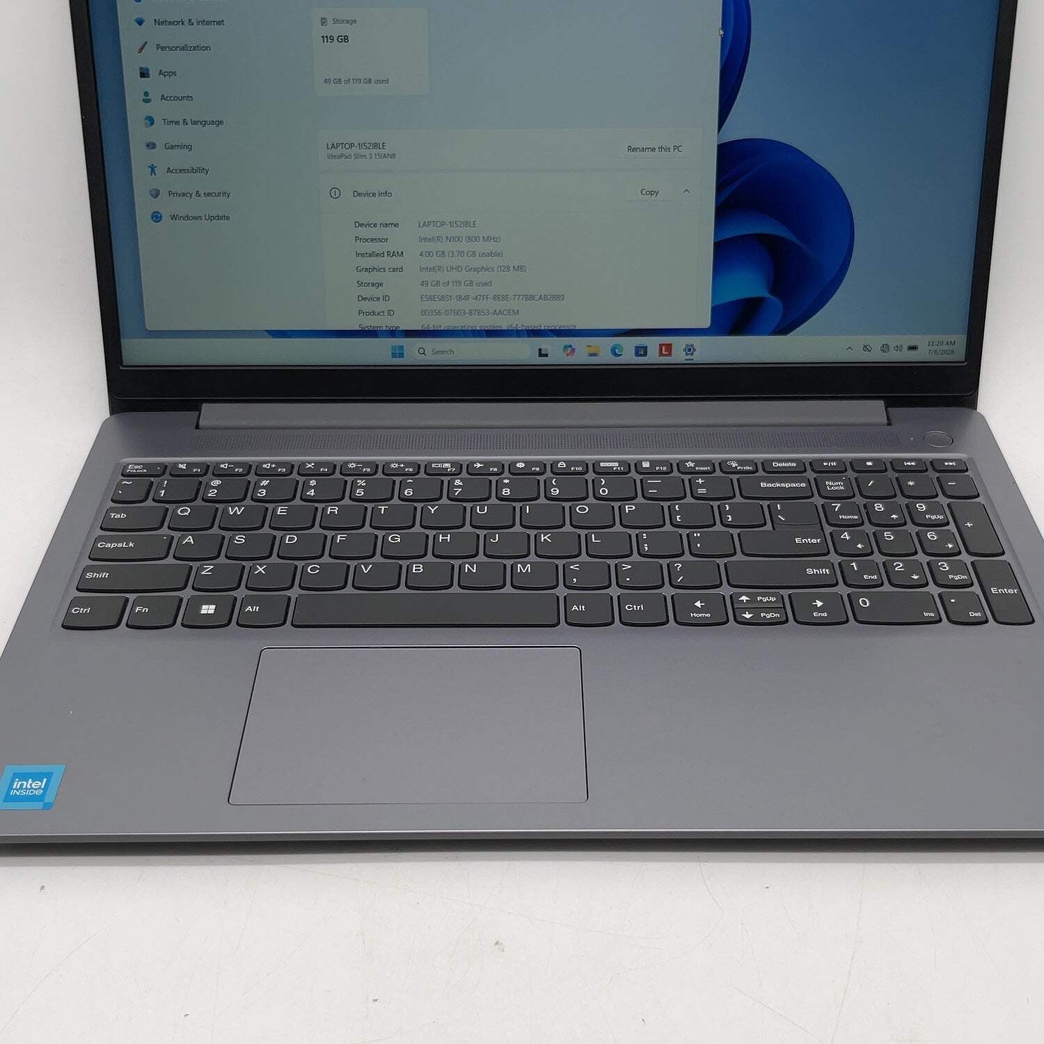Lenovo IdeaPad Slim 3 15IAN8 15.6″ N100 800MHz 4GB RAM 128GB SSD