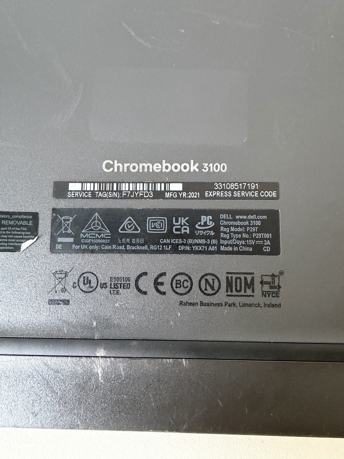 Dell Chromebook 3100 11.6” Celeron N4020 4GB RAM Chrome OS Tested w/ Charger