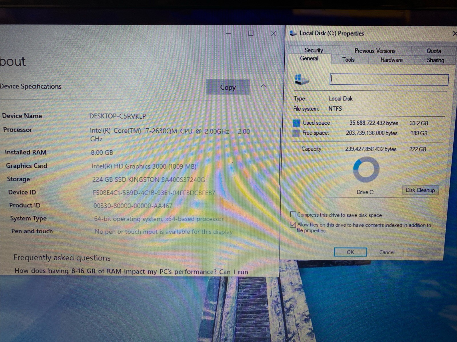 HP DV7-6185us 17.3″ i7-2630QM 2.0GHz 8GB 240GB SSD WIN10Pro w/ CHARGER
