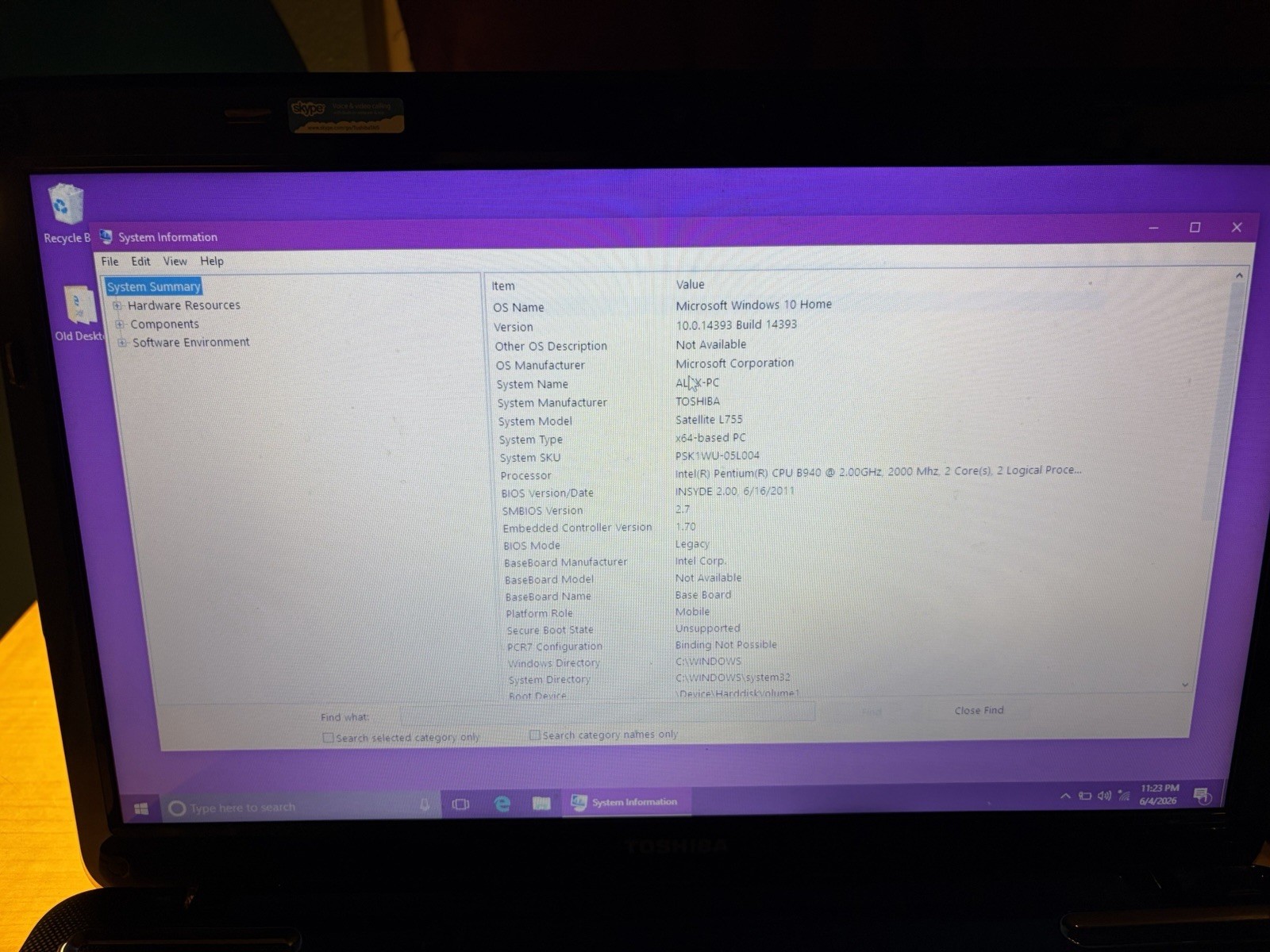 Laptop- Toshiba Satellite L755-s5244, 2.00GHz, With Battery, NO CHARGER INCLUDED