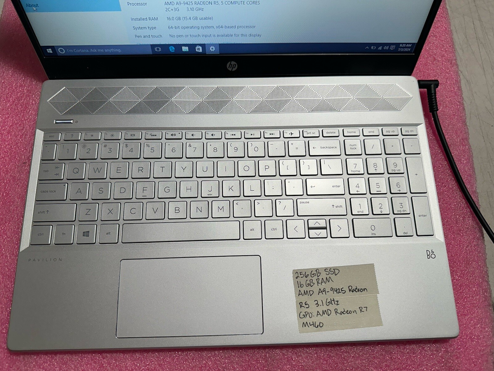 HP G7BSKU1#ABA Laptop 15.6″ AMD A9-9425 Radeon R5 3.1GHz 16GB 256SSD Win10
