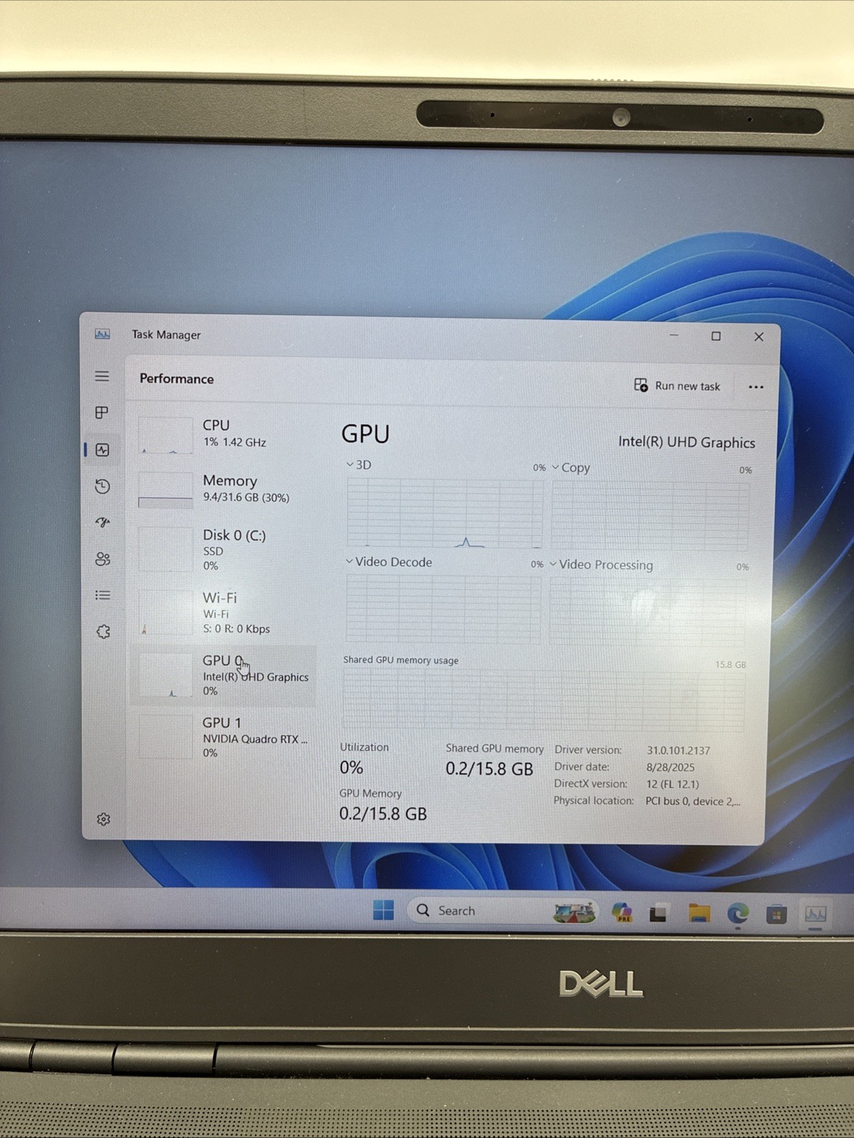 Dell Precision 7550 NVIDIA Quadro RTX 3000 2.4GHz Intel Core i9-10 32GB 512 (L2)