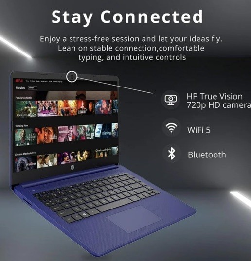 Hp Stream 14 Hd Laptop Touchscreen Amd A4-9120e 4gb Ddr4 64gb Emmc Webcam W10